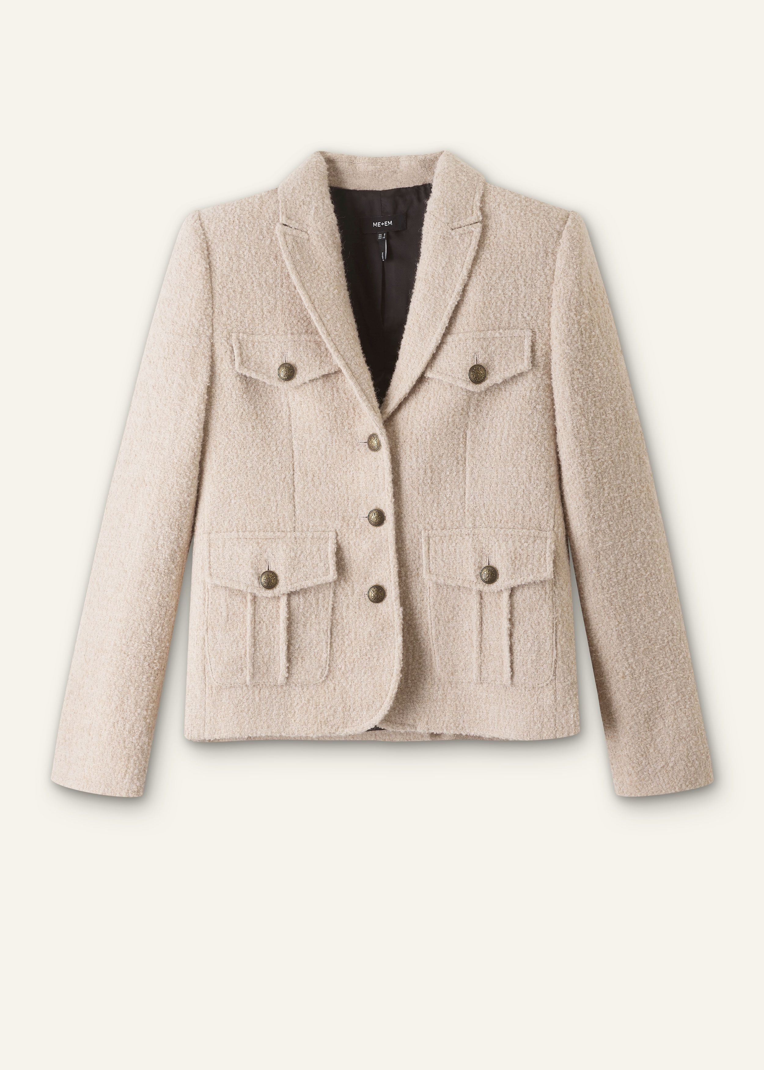 Women's Brown BouclÃ© Pocket Detail Jacket | ME+EM