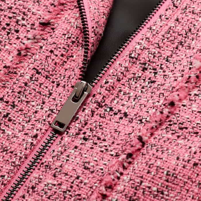 Women's Pink Spring Tweed Fringe Jacket | ME+EM