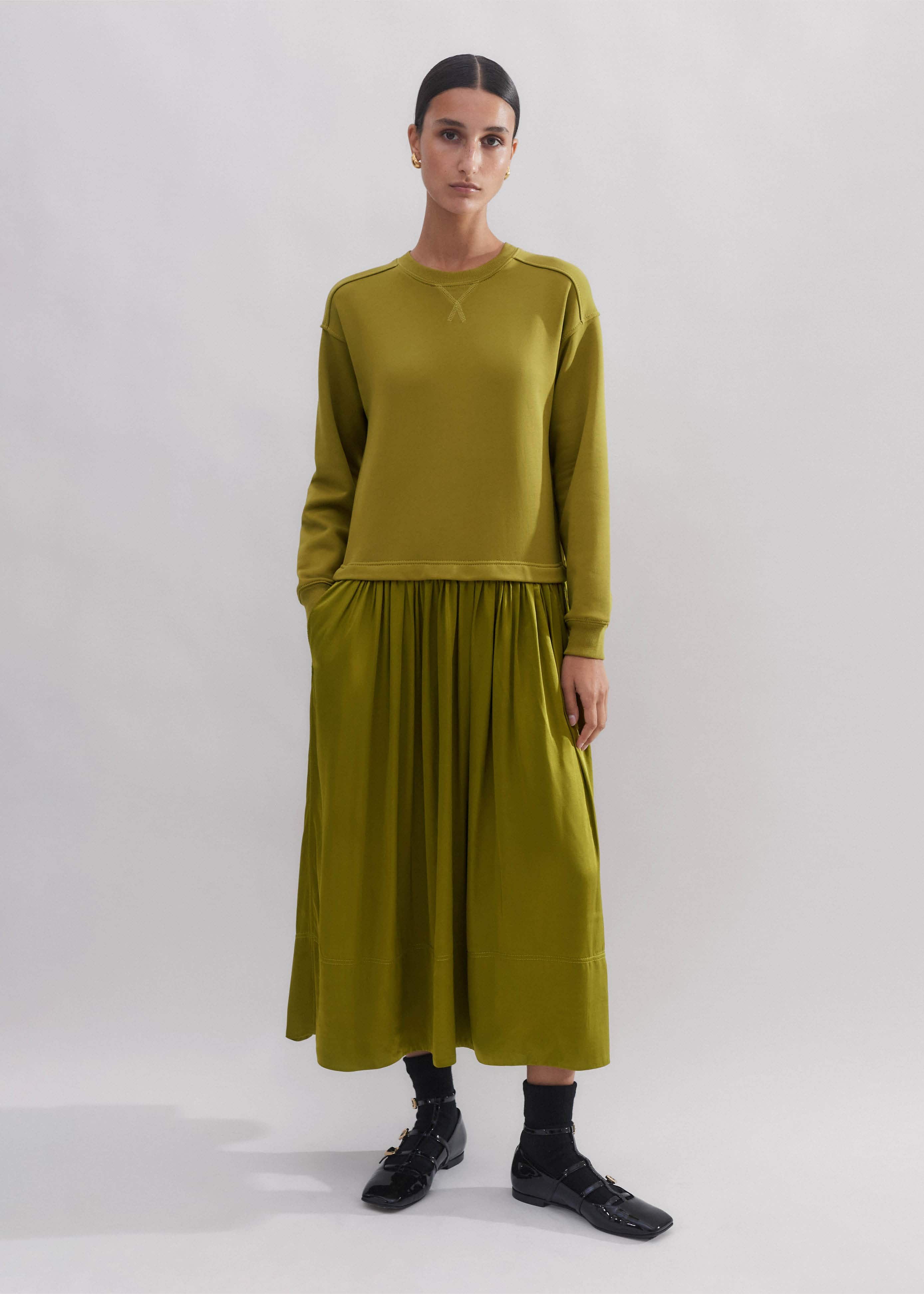 Mixed Media Sweatshirt Maxi Dress