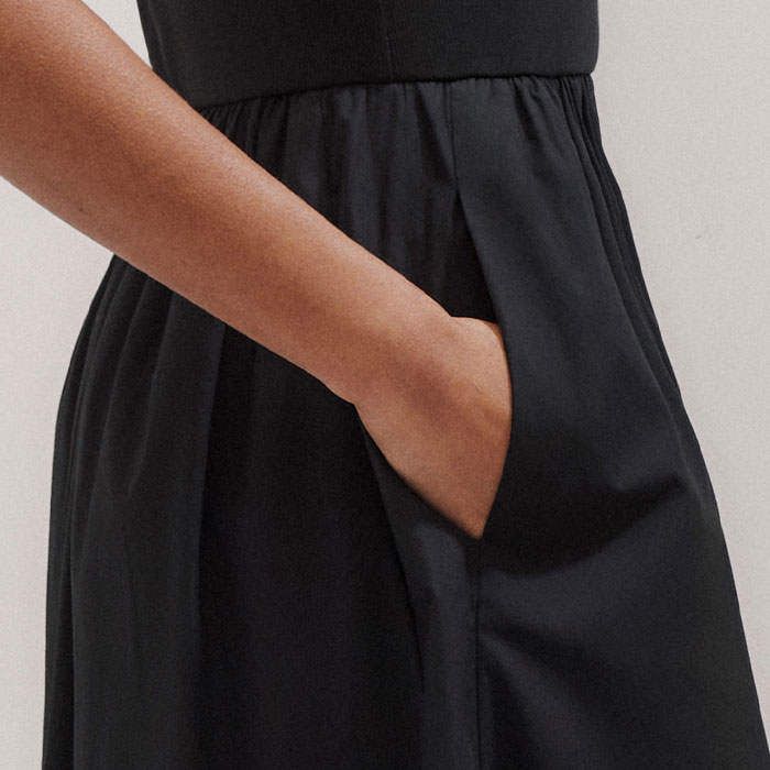 mixed media shirt collar maxi dress Me+Em Mixed Media Shirt Collar Maxi Dress In Black - 50% Off