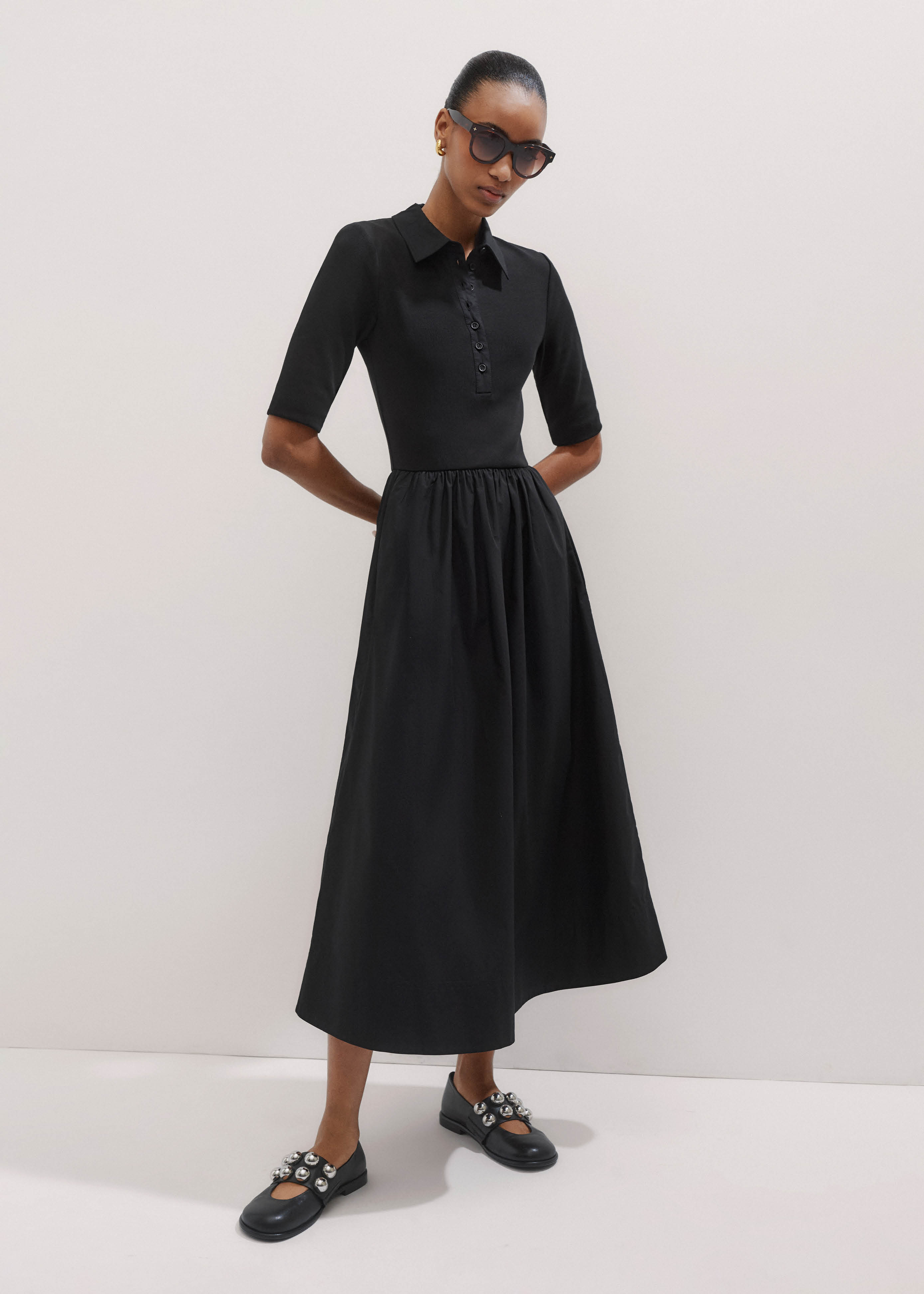 etoll.／Lame tulle chiffon dress 美品】etoll.／Lame tulle chiffon