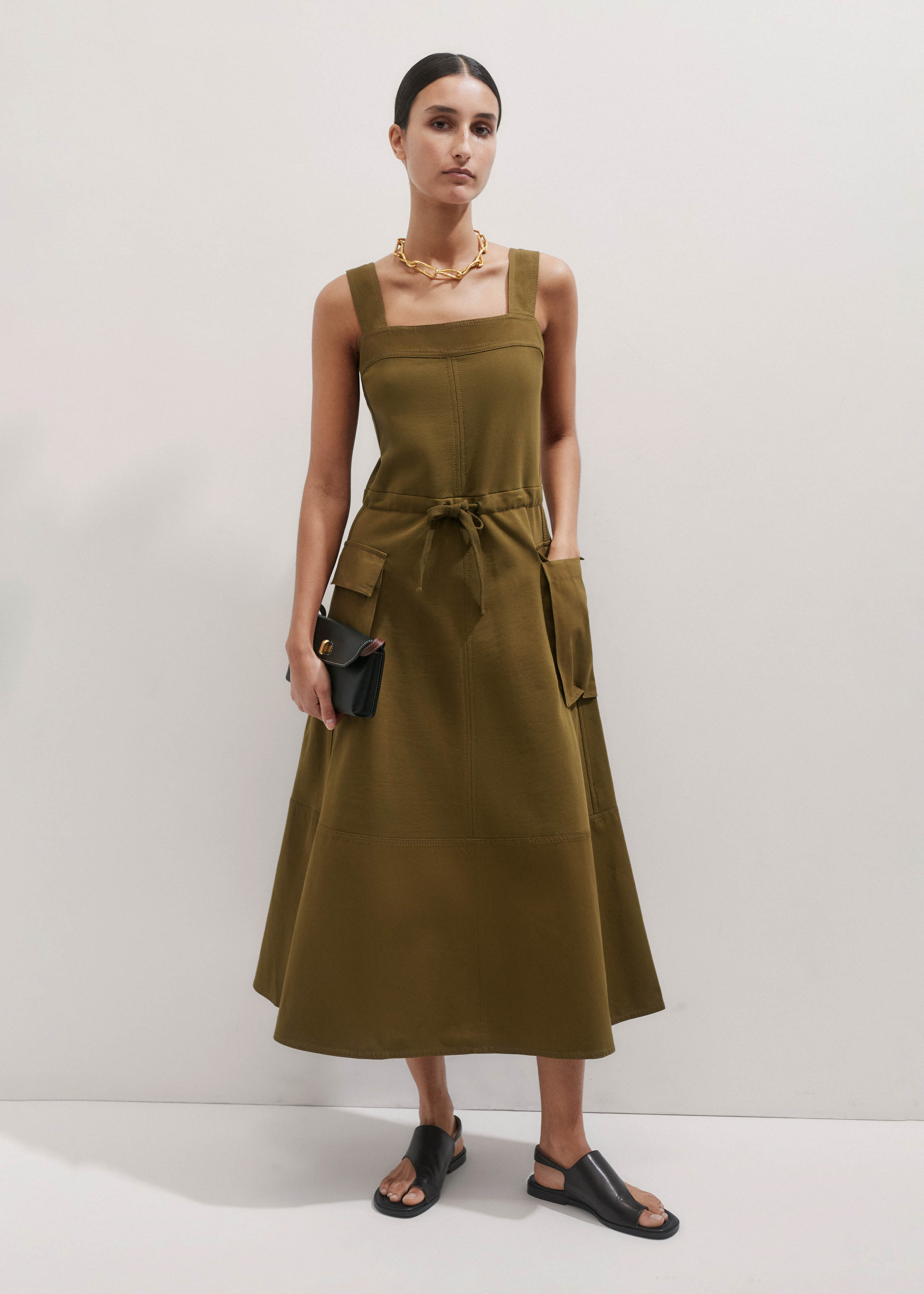 Square Neck Mix Media Sweatshirt Dress