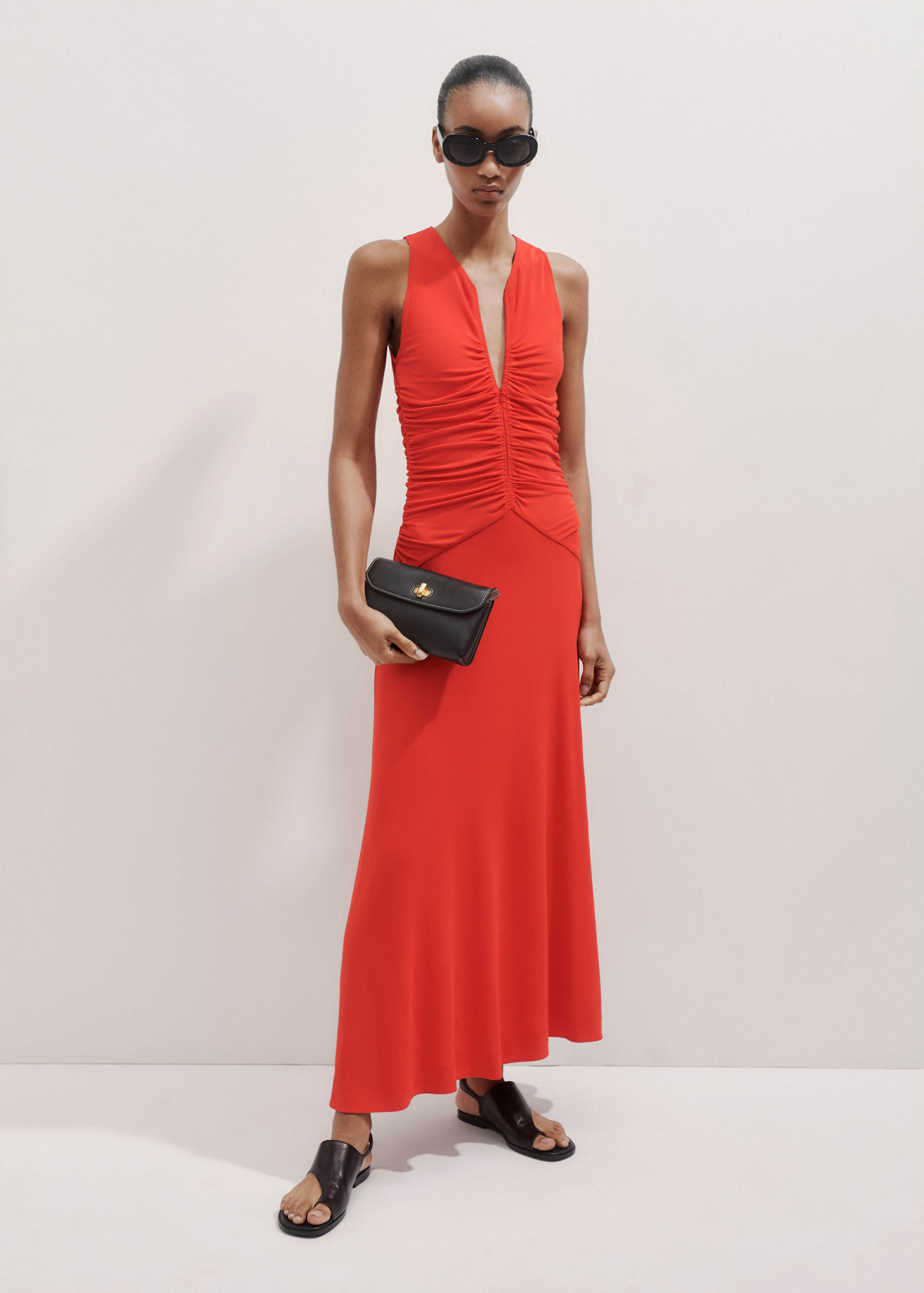 knee length dresses for ladies Aisla Ruched Maxi Dress