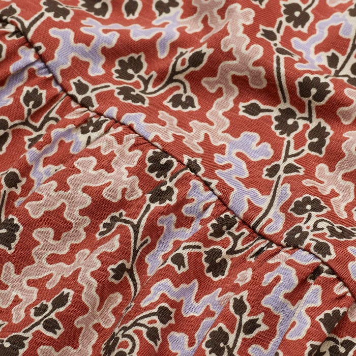 climbing buds print short tiered slub dress ME+EM CLIMBING BUDS PRINT SHORT TIERED SLUB DRESS