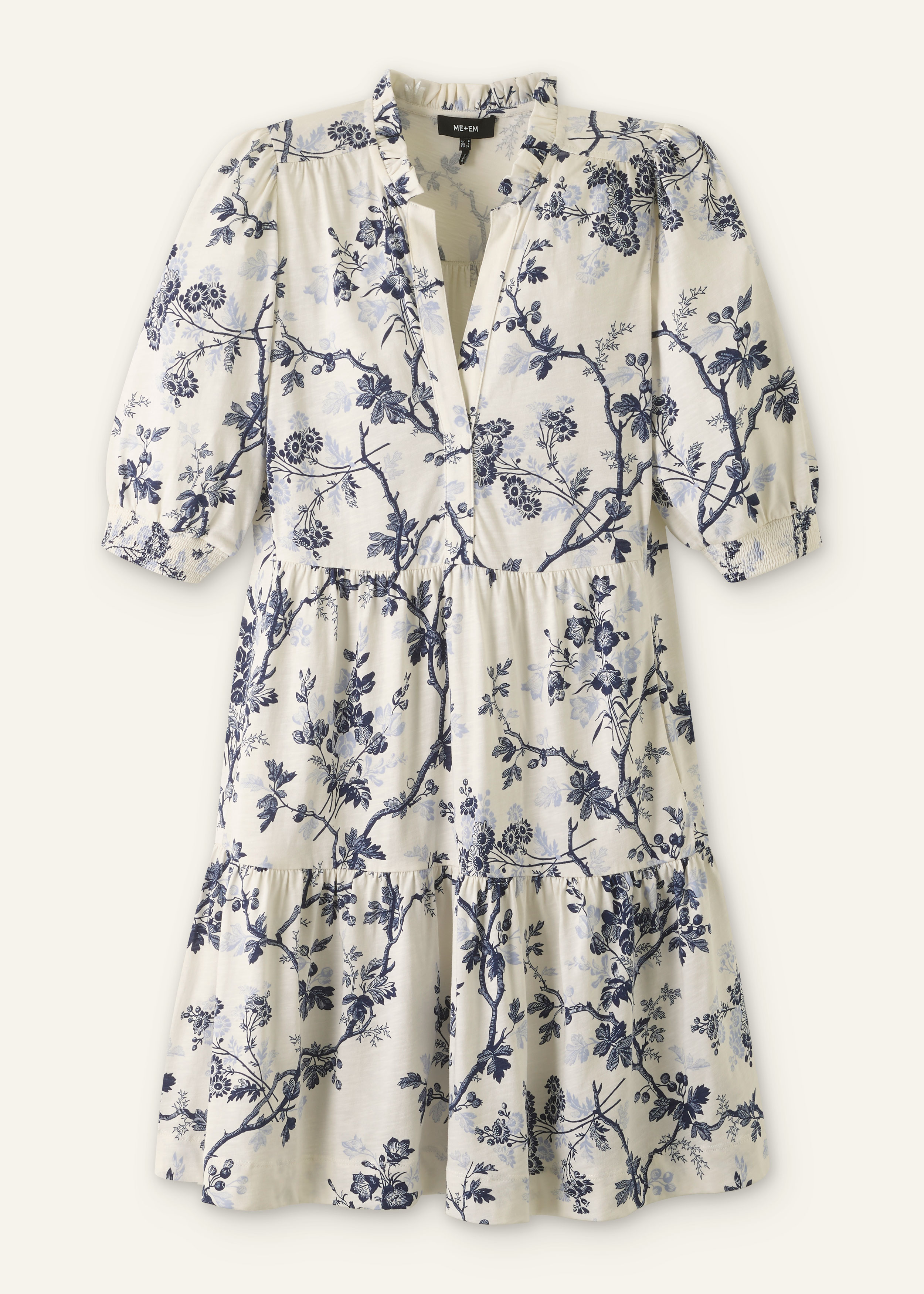 modern botanical print tiered short dress Ditsy Floral Tiered Mini Dress