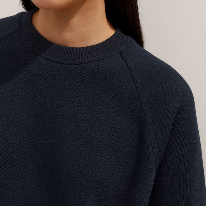 Women's Navy Curve Hem Sweater | ME+EM