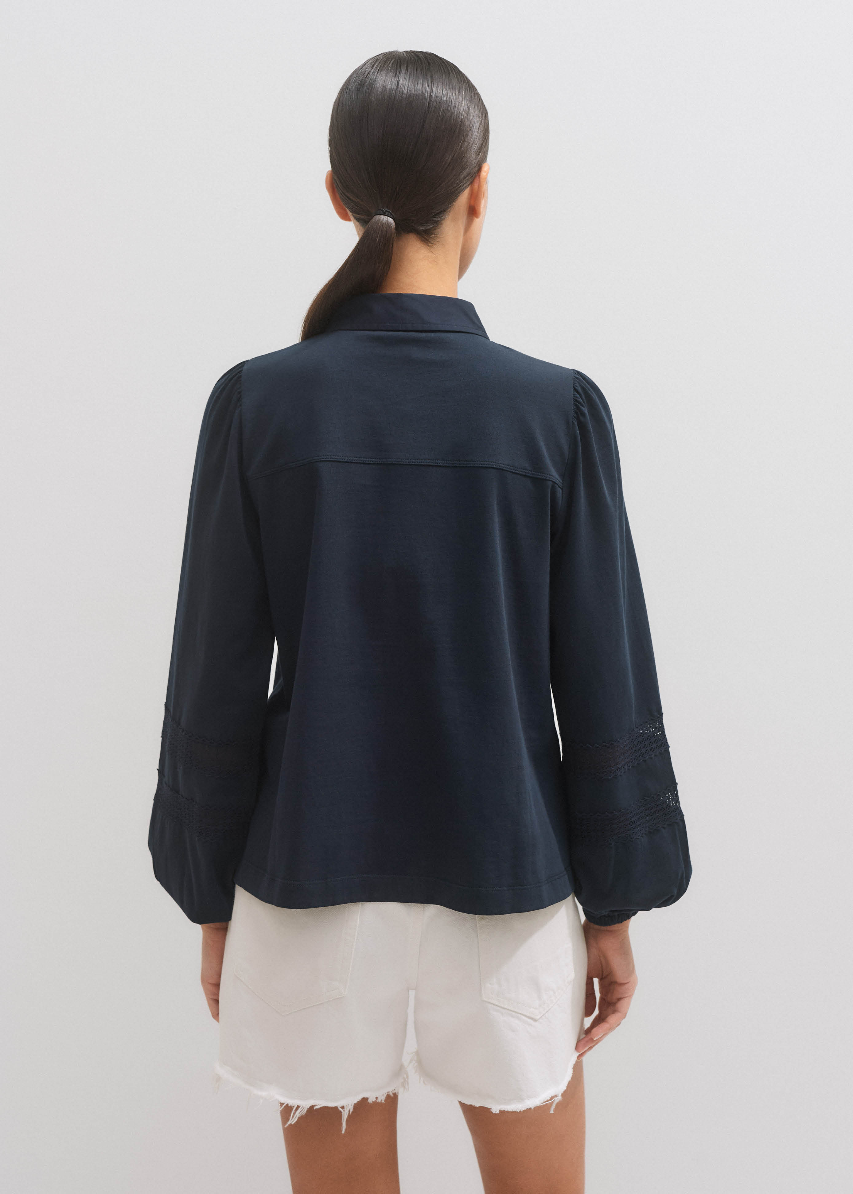 トップス Me Women's Navy Lace Trim Swing Top | ME+EM