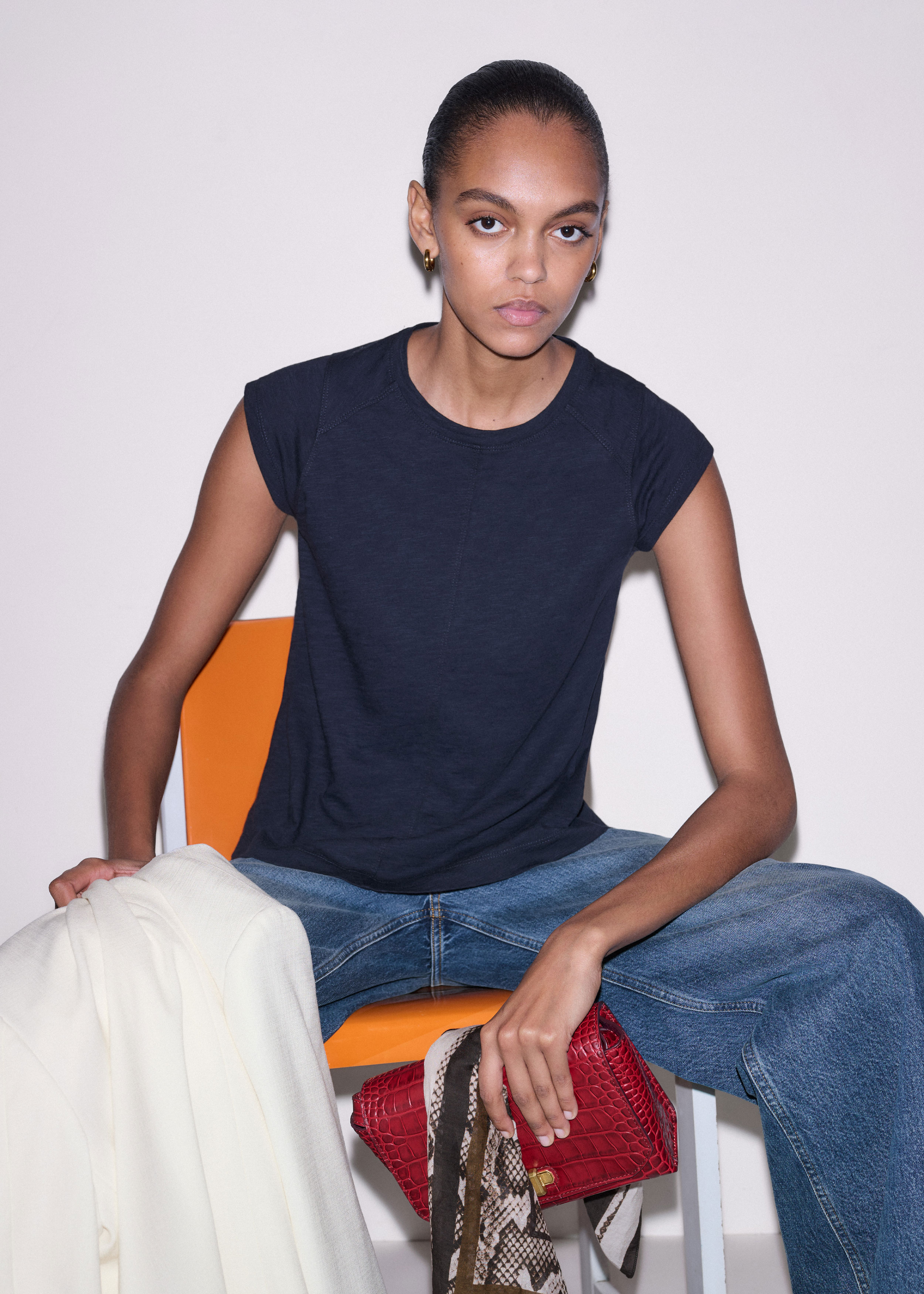 Women's Black Open Placket Swing Top | ME+EM