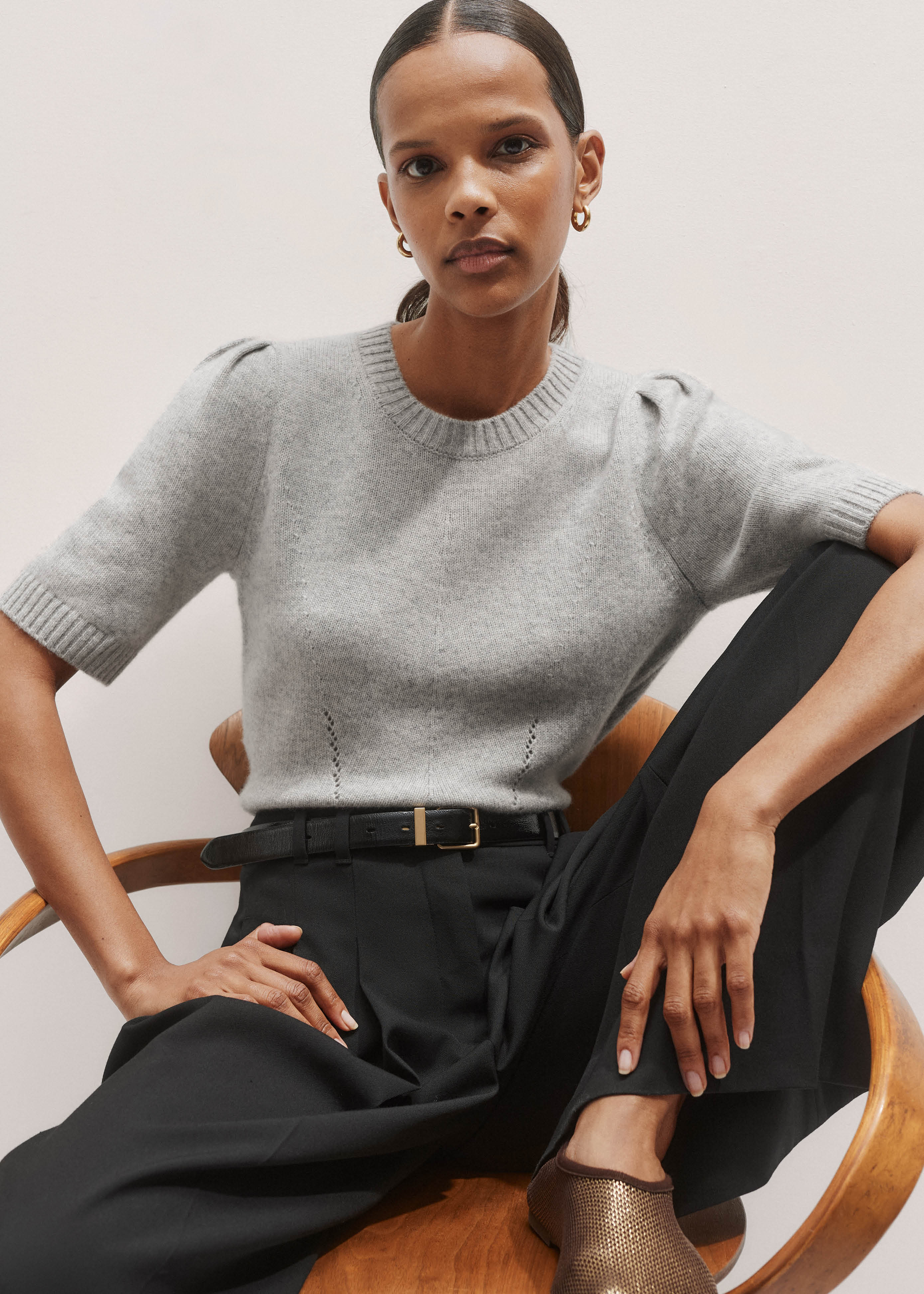 Pouf Sleeve Knit Tee