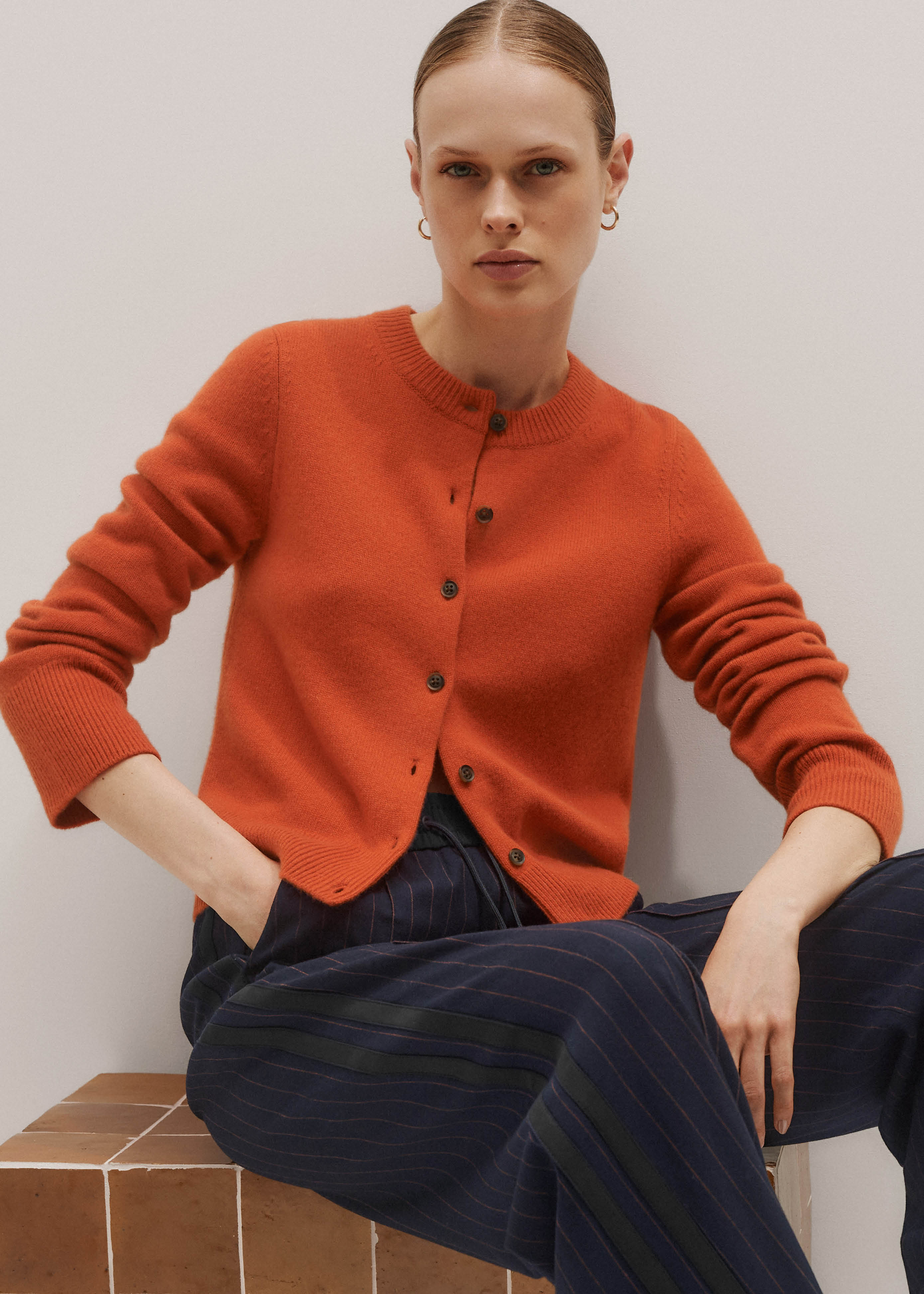 Women's Orange Straight Cardigan | ME+EM