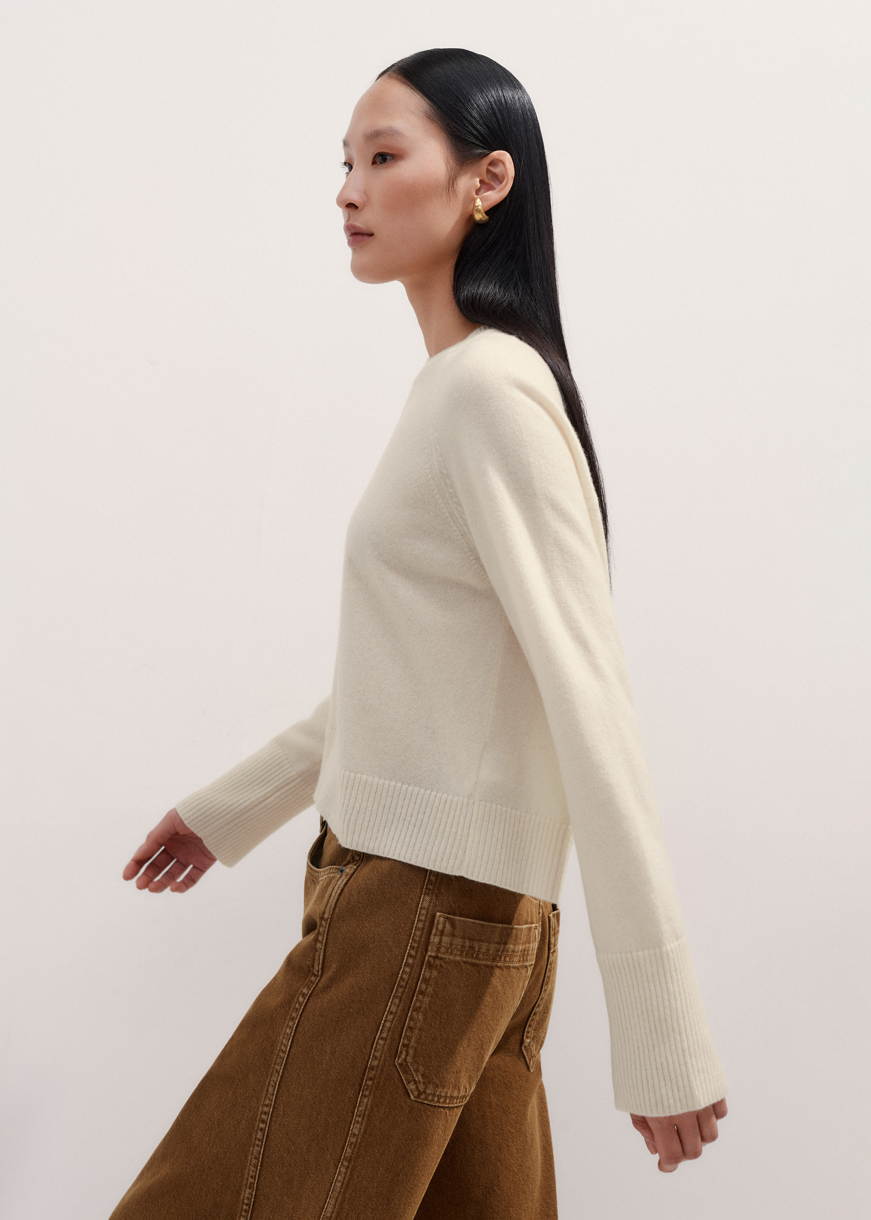 ★DRAWFIT WOMEN ★ Wool raglan crop blouson ASH CREAM DFWMJK draw-fit
