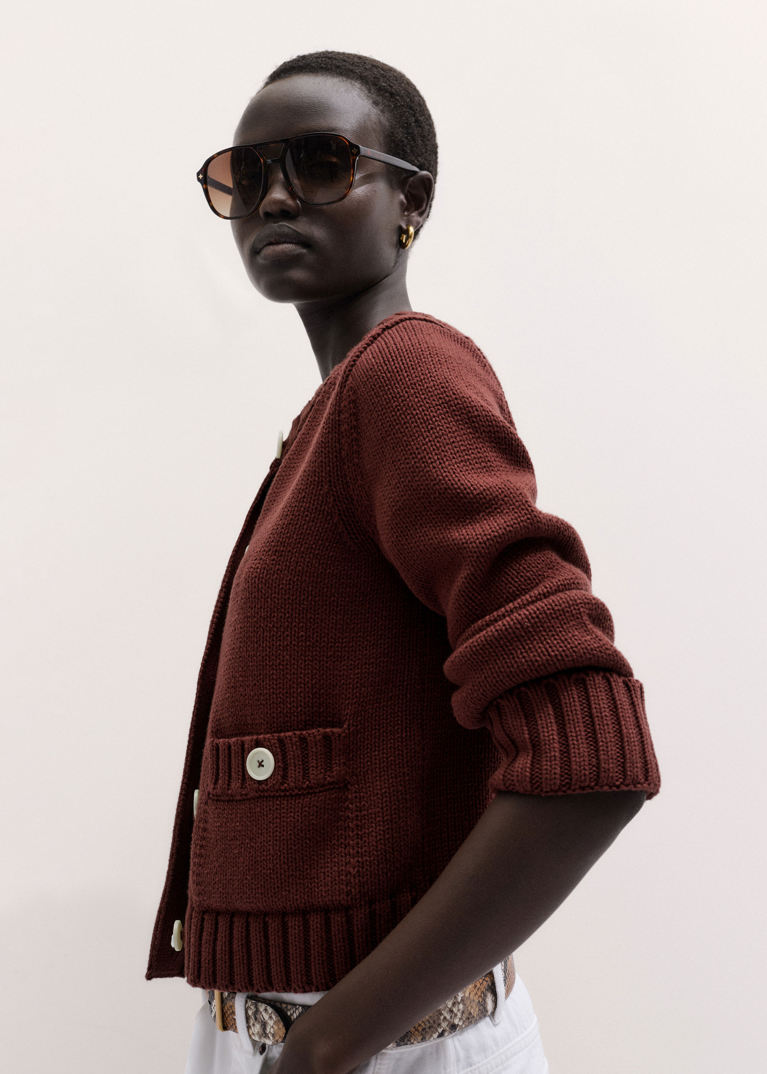 Women's Cinnamon Straight Crop Cardigan | ME+EM