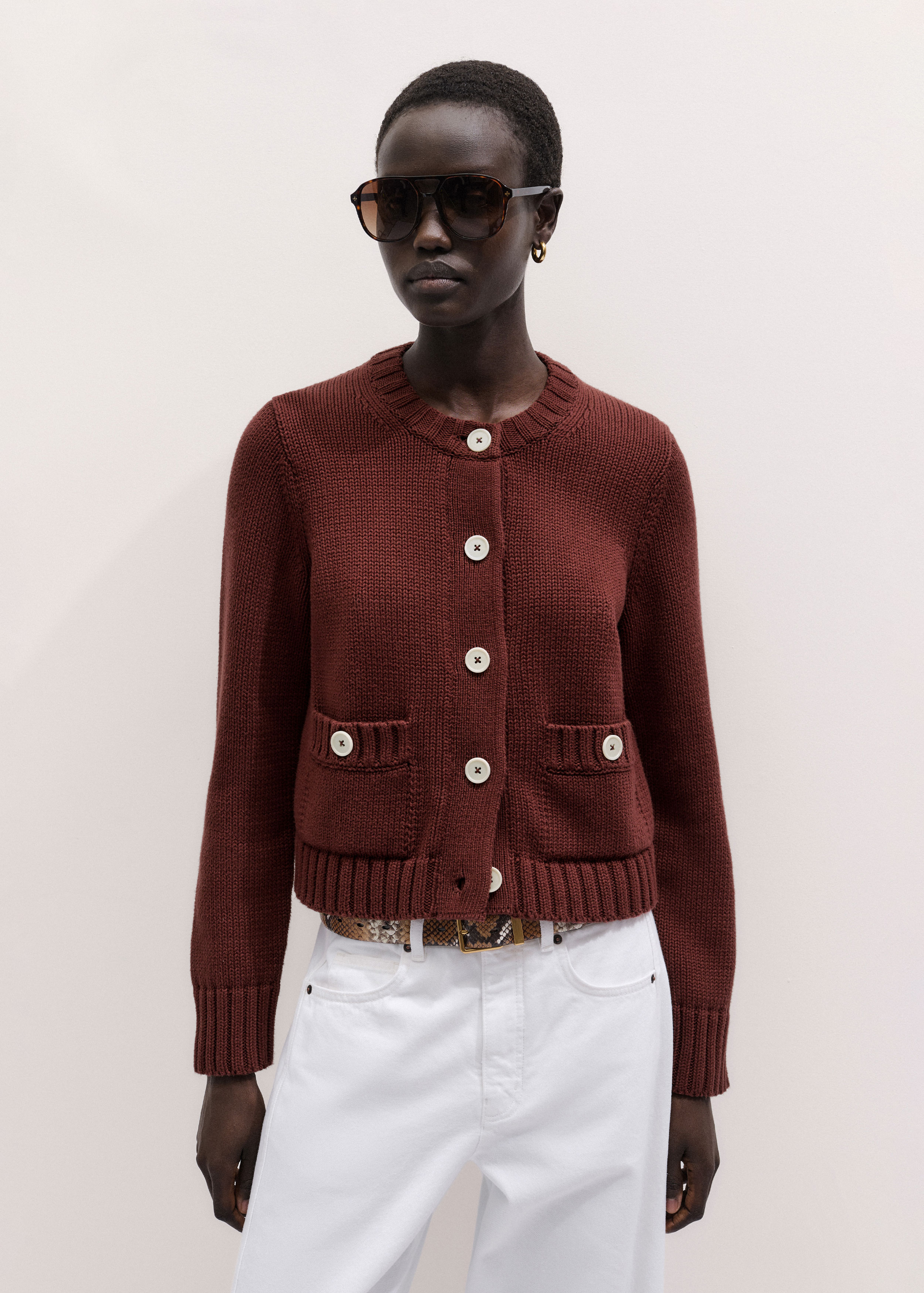 Women's Cinnamon Straight Crop Cardigan | ME+EM