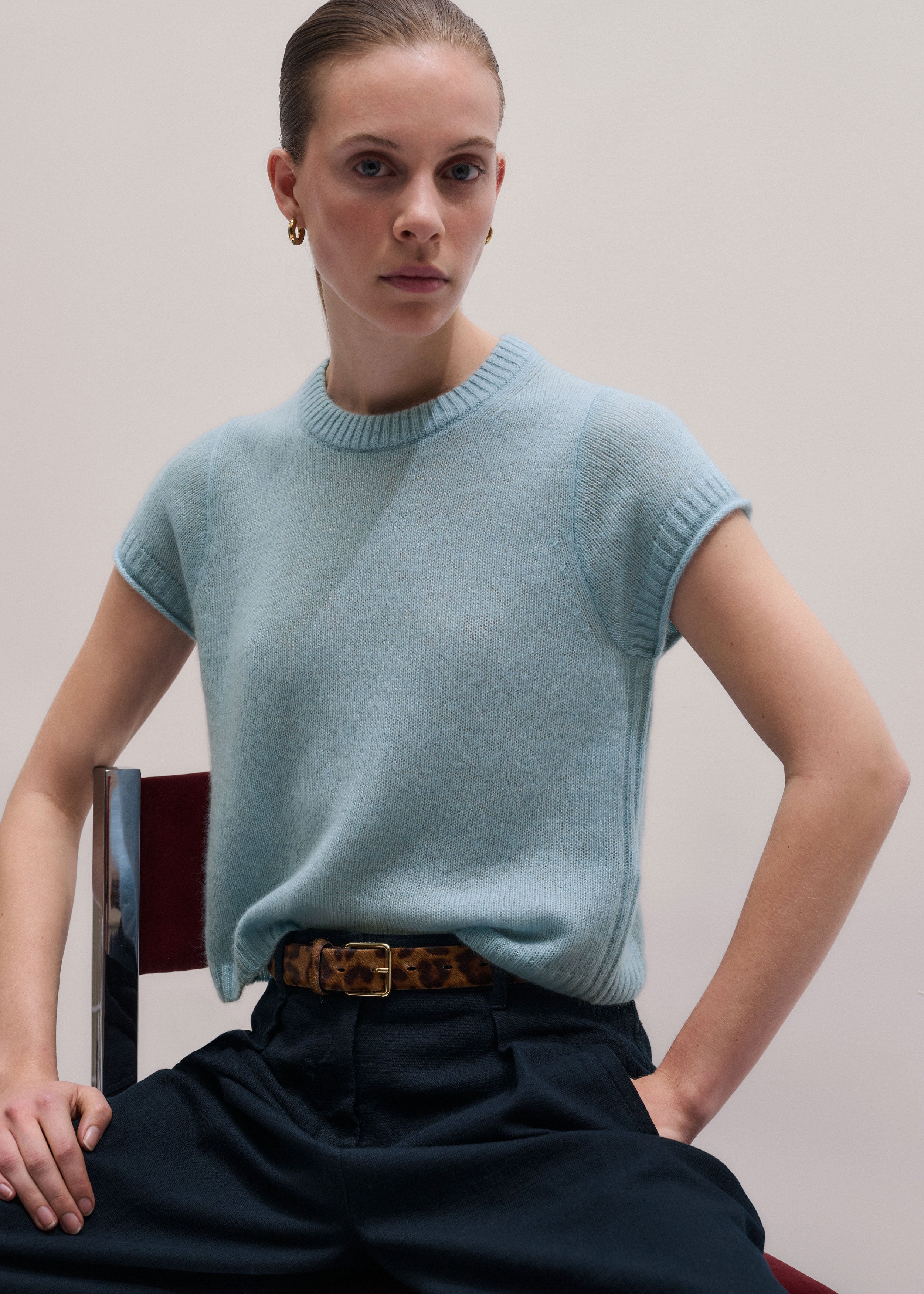 Women's Stone Cotton Double Zip Knit Tee | ME+EM