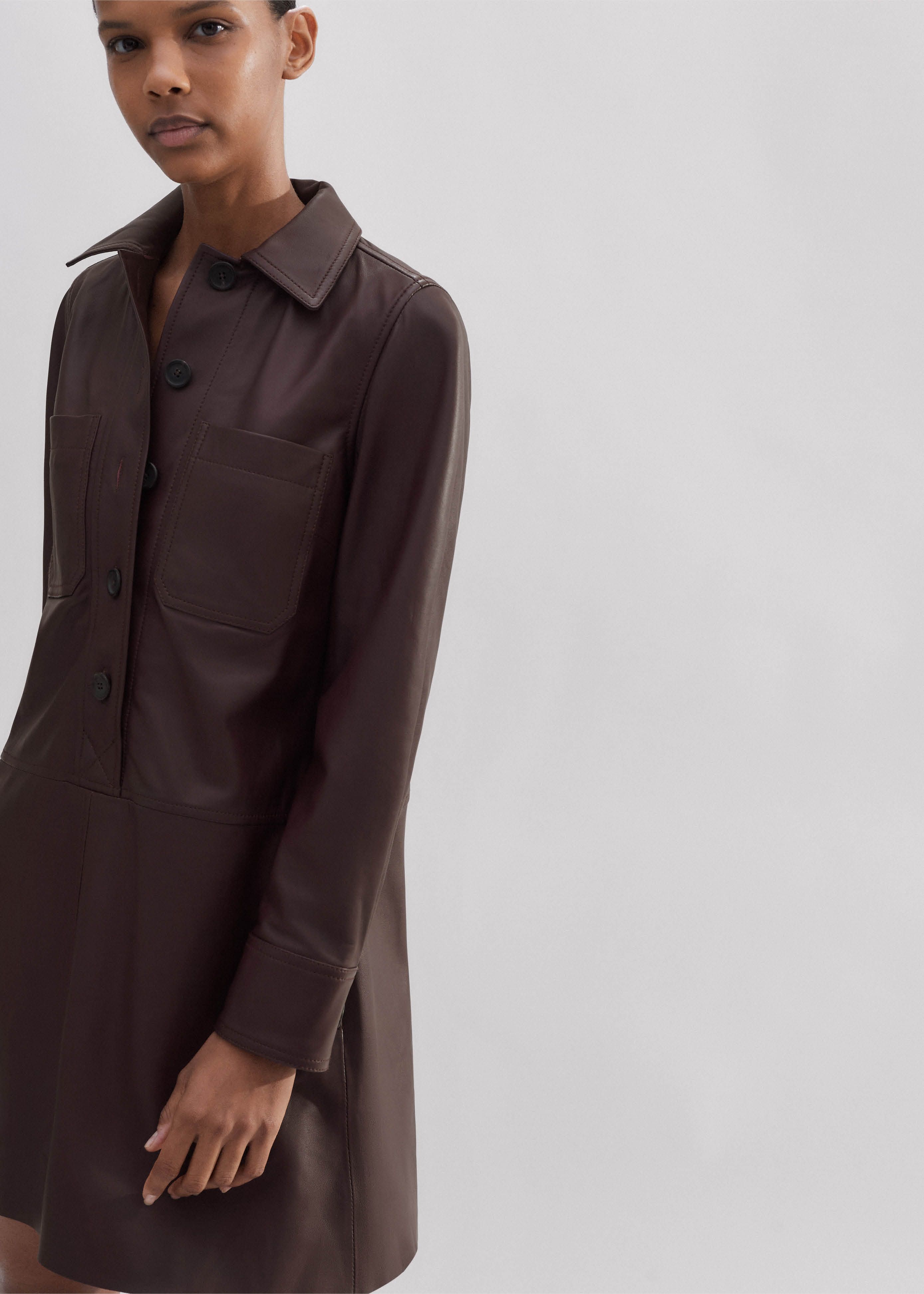 brown dress jewelry The Phyllis Look 1960s Vintage Mod Brown Leather Mini Dress – Featherstone  Vintage