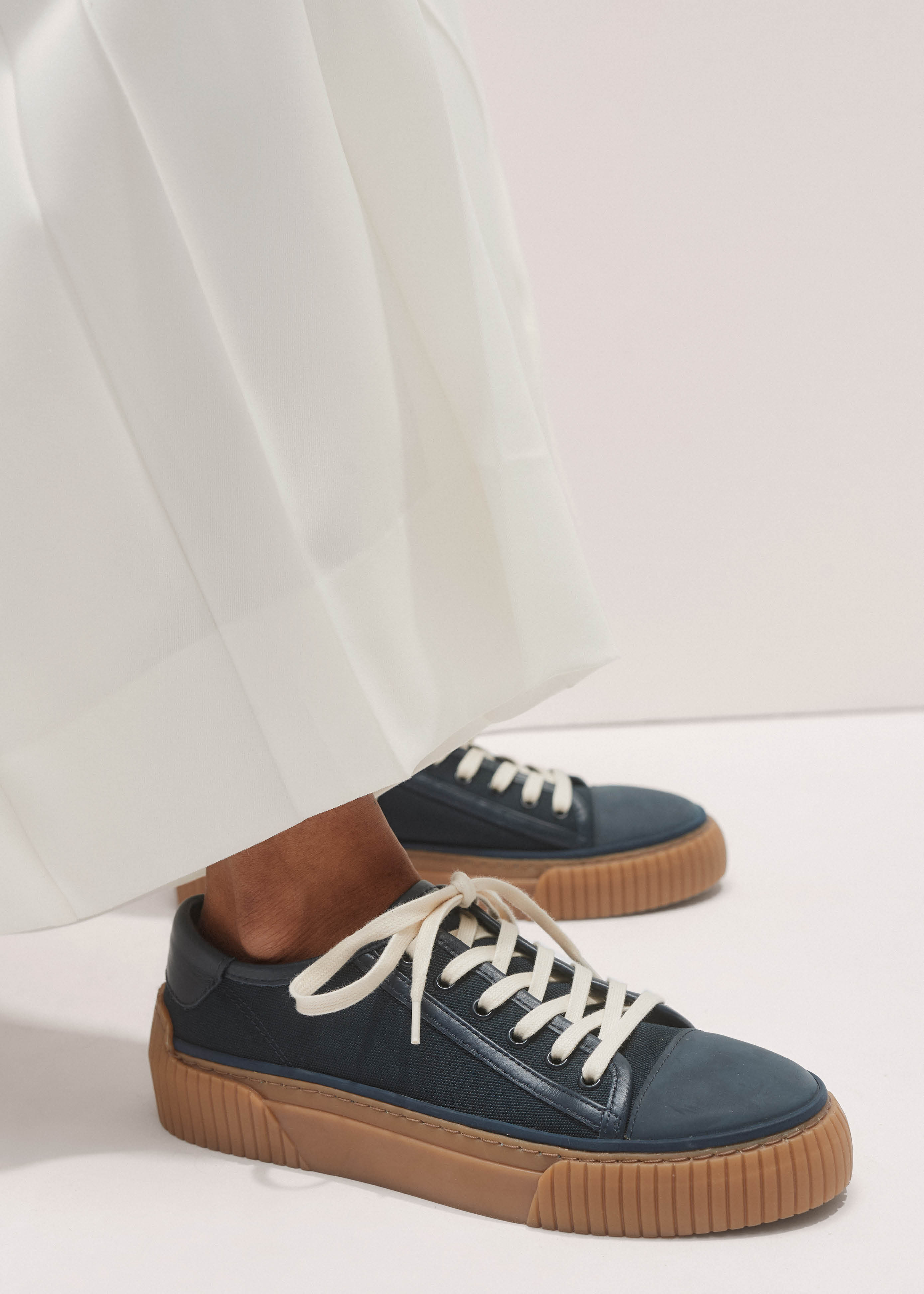 Women's Navy Canvas Low Top Sneaker | ME+EM