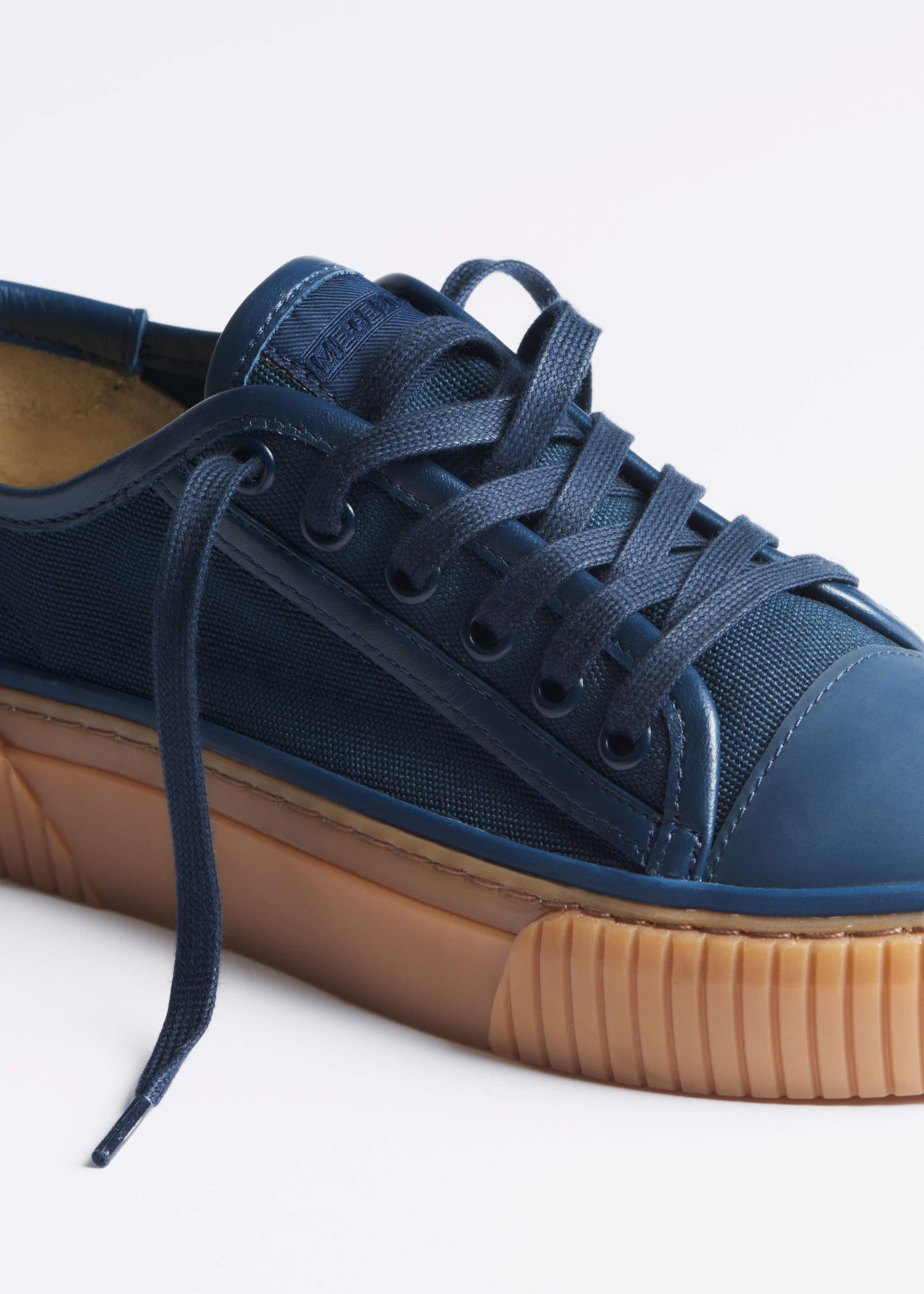 Women's Navy Canvas Low Top Sneaker | ME+EM