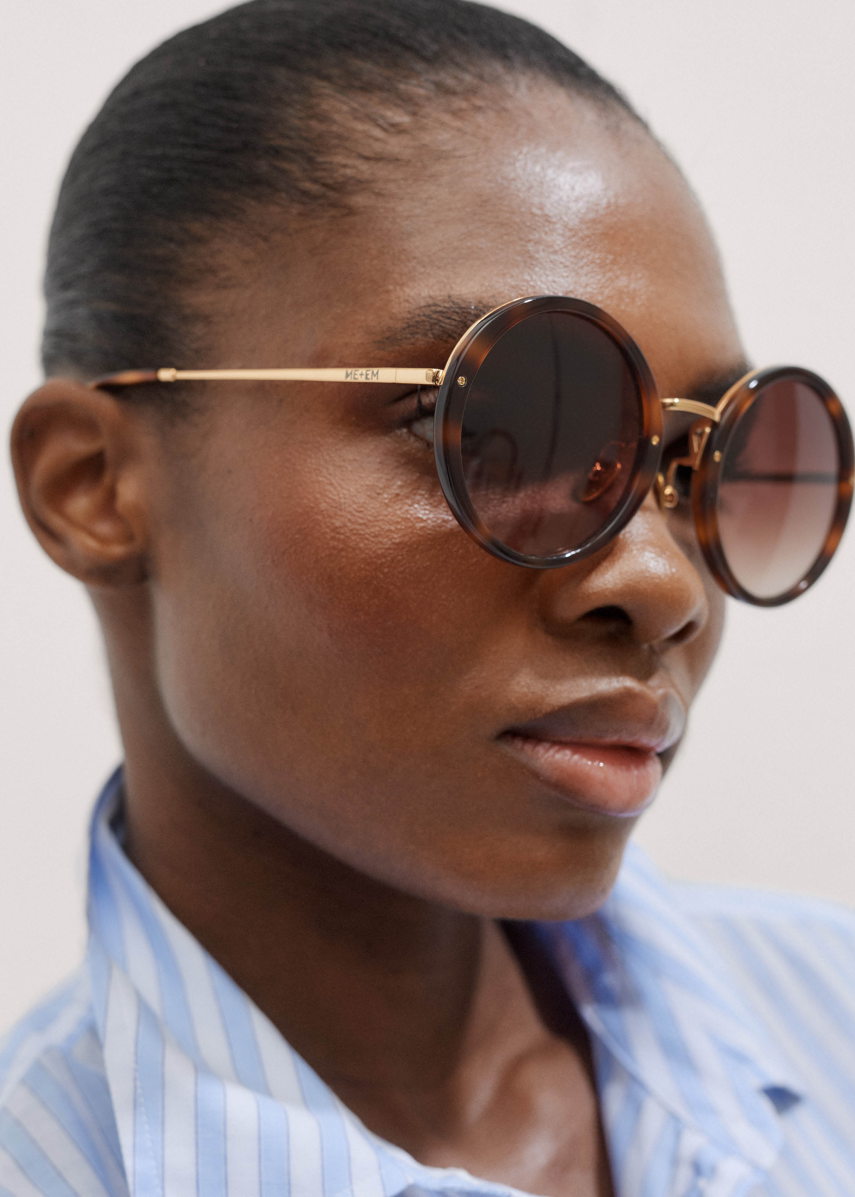 Women's Light Brown Circular Sunglasses | ME+EM