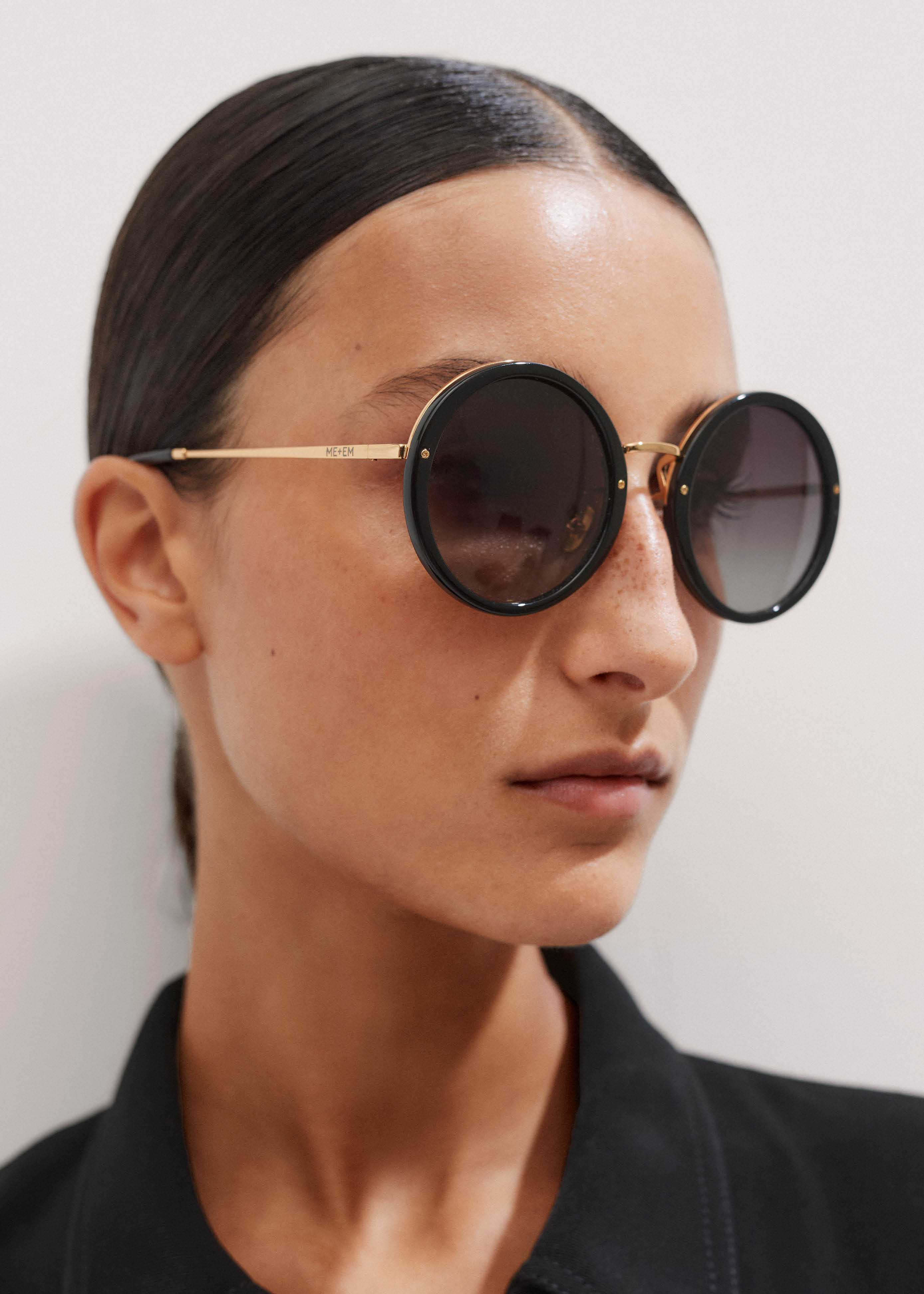 Elegant Black Jewelled Roumd Sunglasses with Gold  Accents...New Vintage Round Sunglasses | Anne Klein main image 3