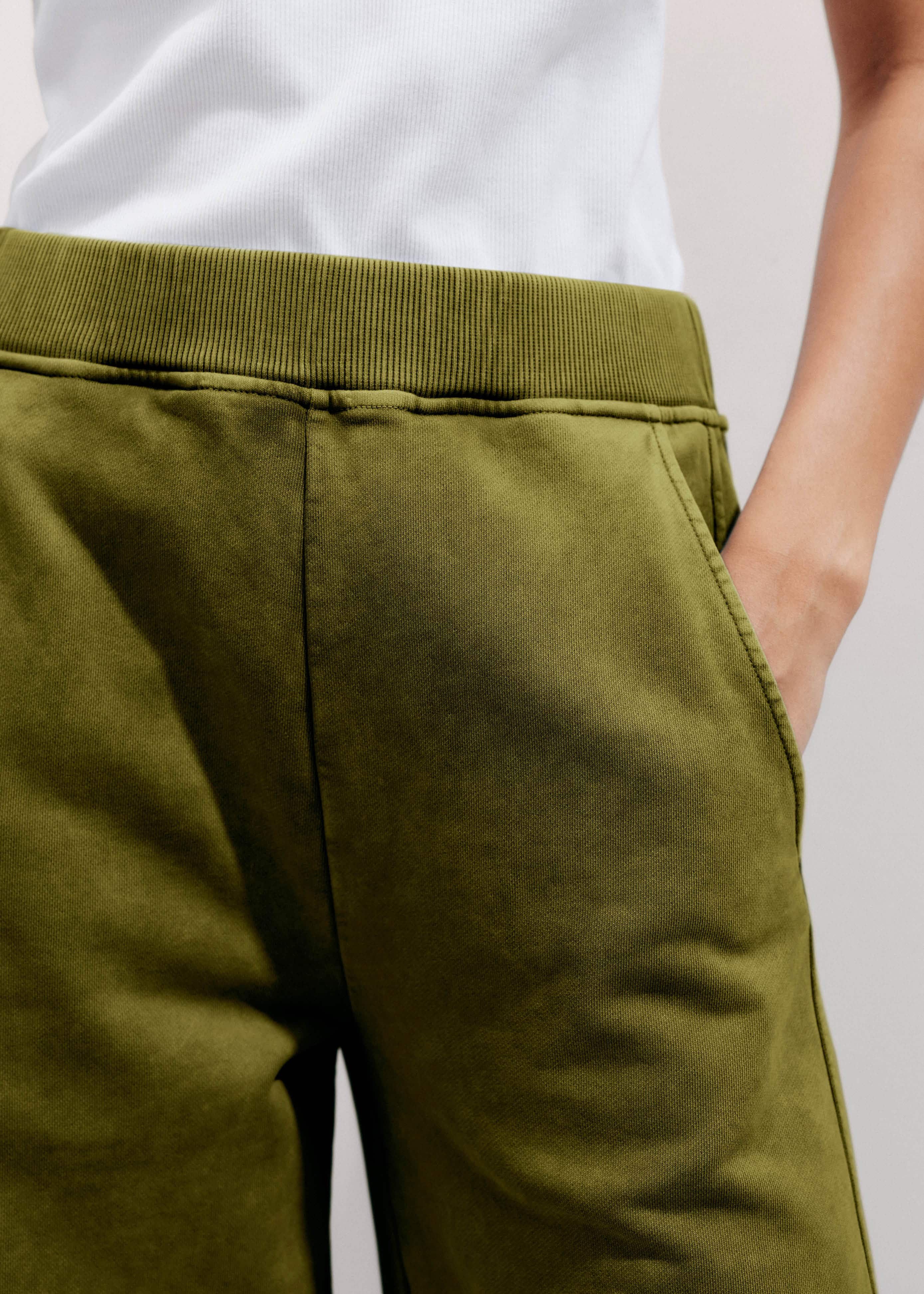 Women's Green Washed Extreme Seam Sweatshirting Pant | ME+EM