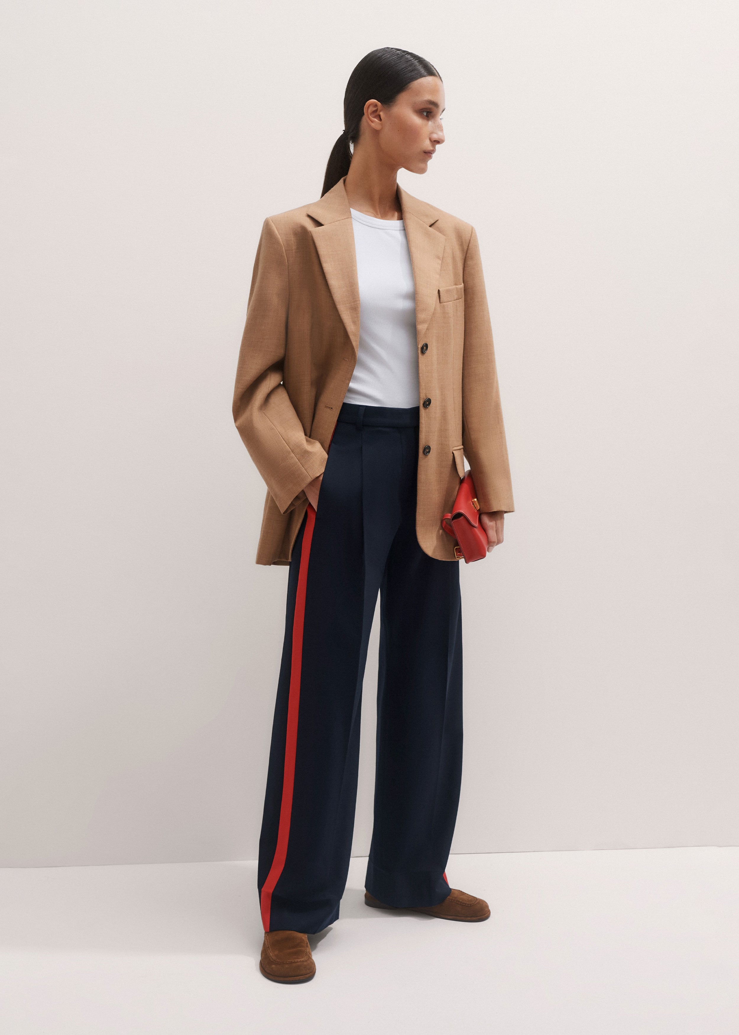 Side Stripe Wool Mix Pants（Black）（Lanvin Men's Ribbon