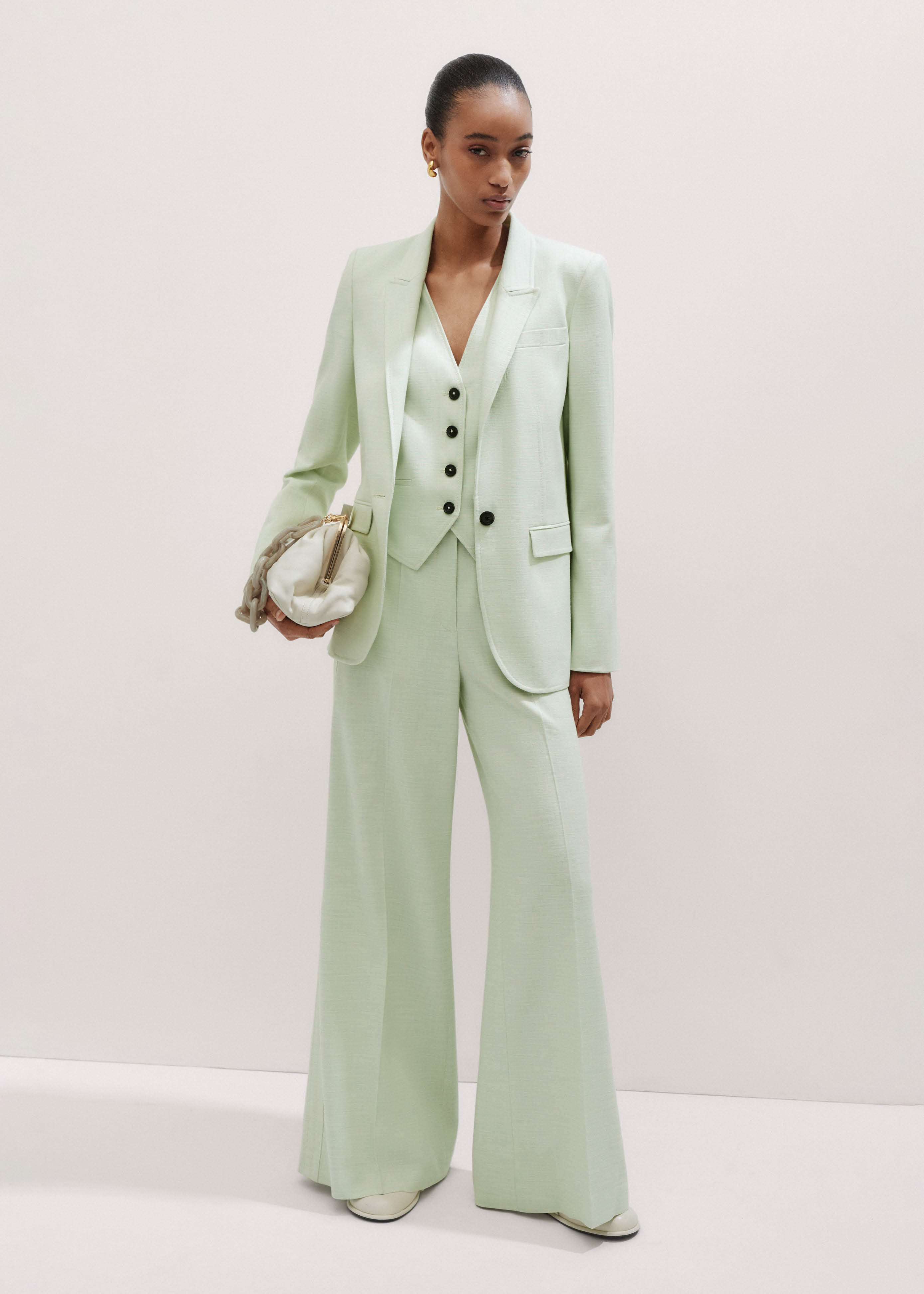 green emerald velvet dress Mint Green Basic Wide Leg Lounge Pants – PinkBlush main image 1