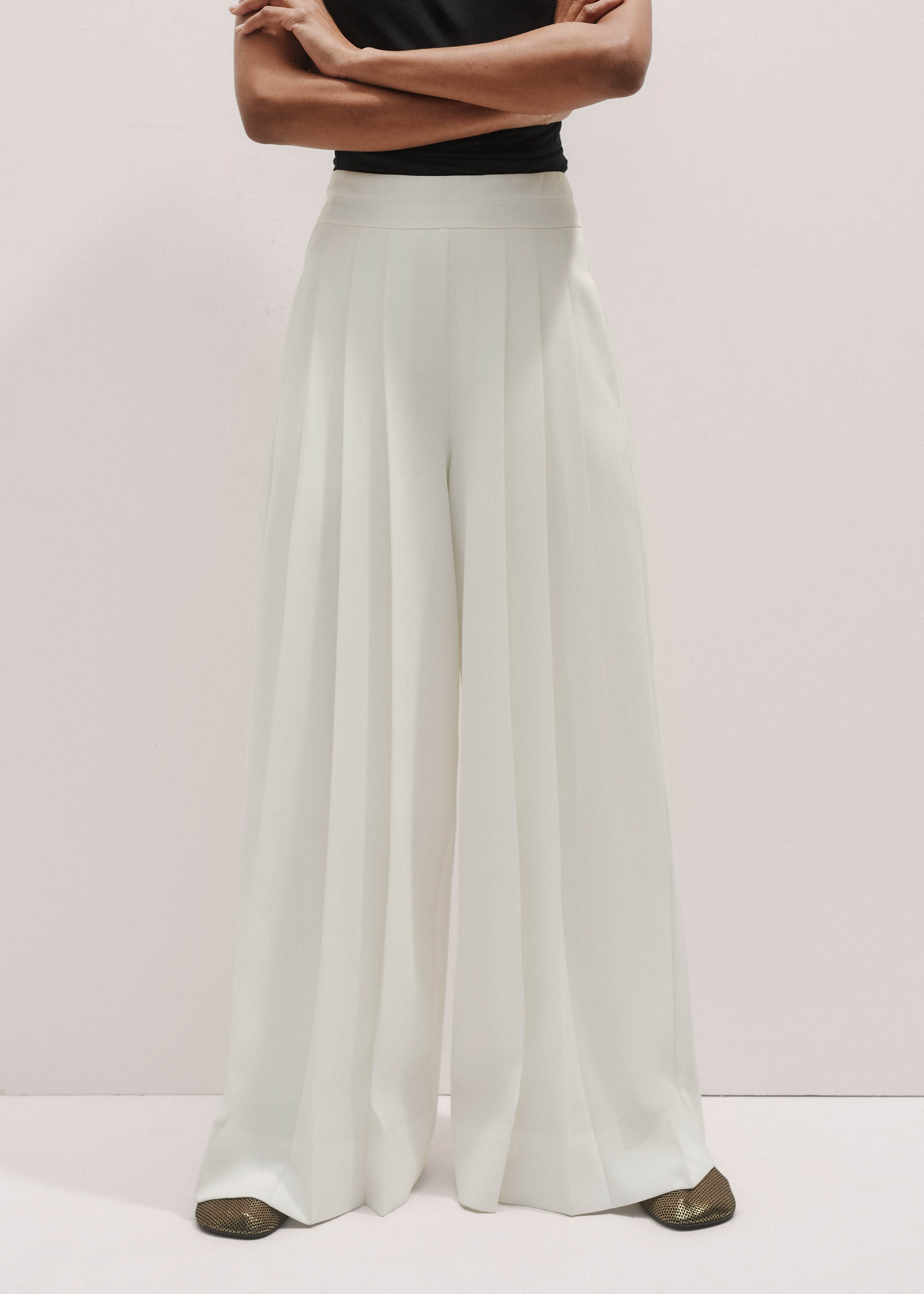 Satin Back Crepe Wide-Leg Trouser
