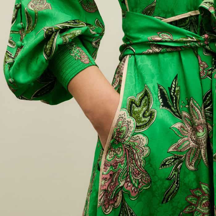 me and em green floral dress Me+Em Lantana Flower Print Drawstring Maxi Dress In Green/Pink/Multi - 50%  Off