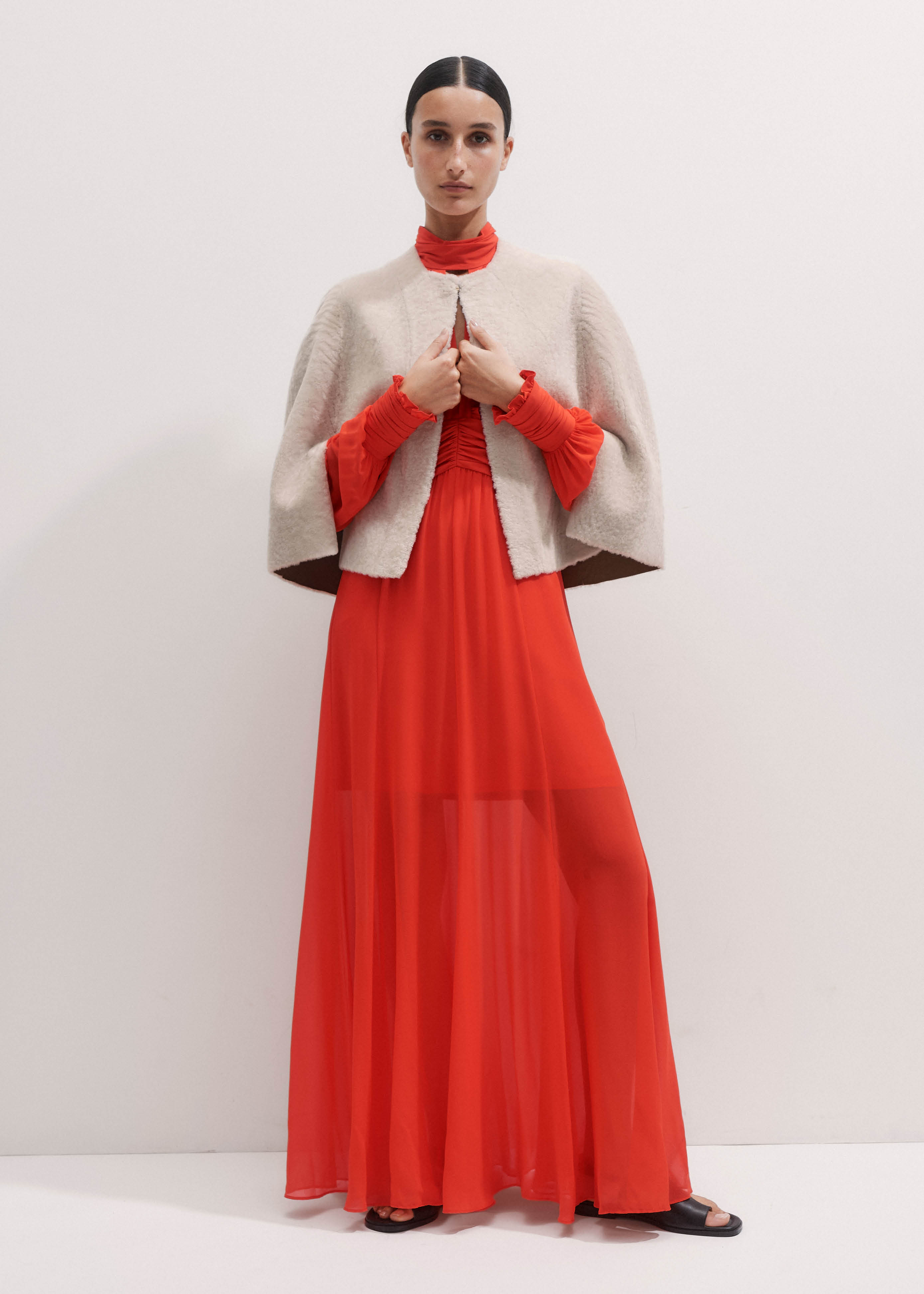 Me+em Silk Maxi Dress - Orange