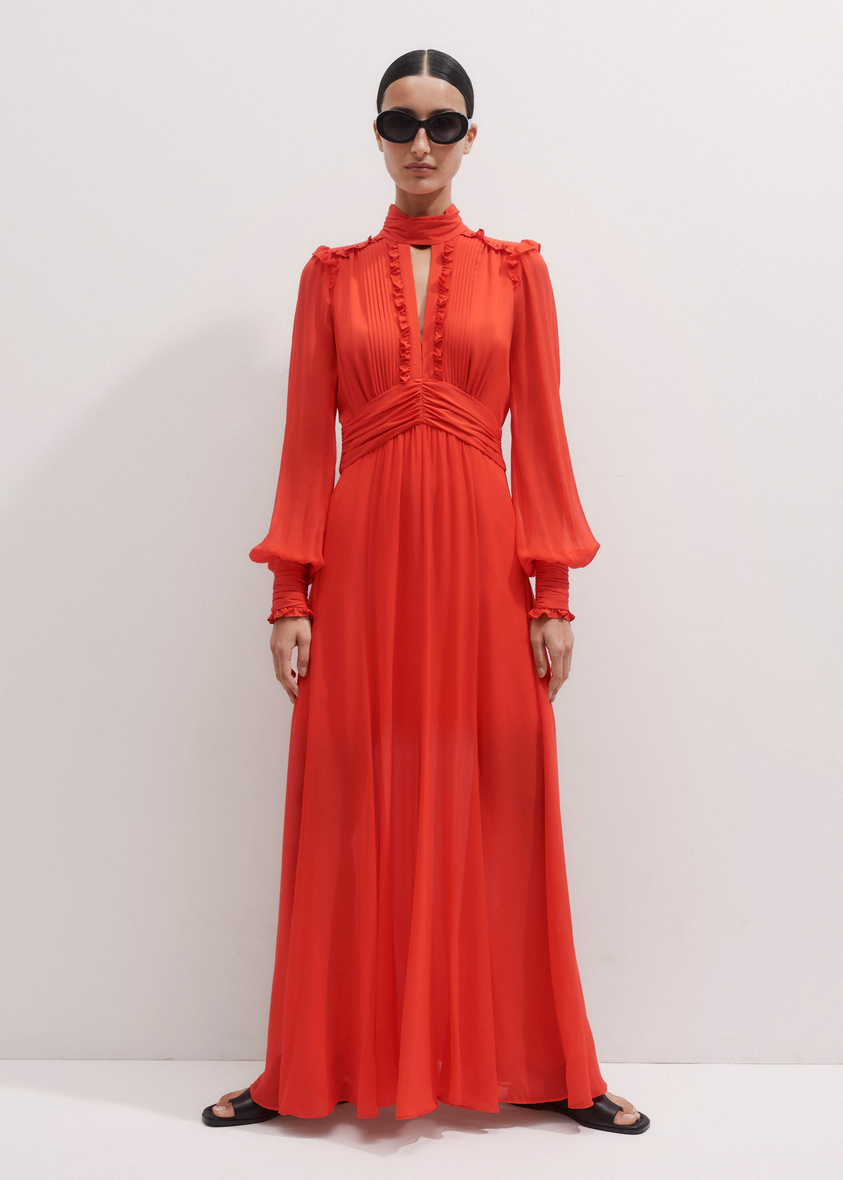 Me+em Silk Maxi Dress - Orange