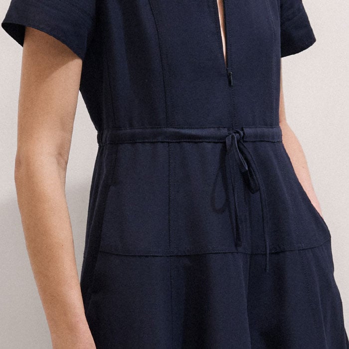 Women's Navy Fit + Flare Shirt Midi Dress | ME+EM