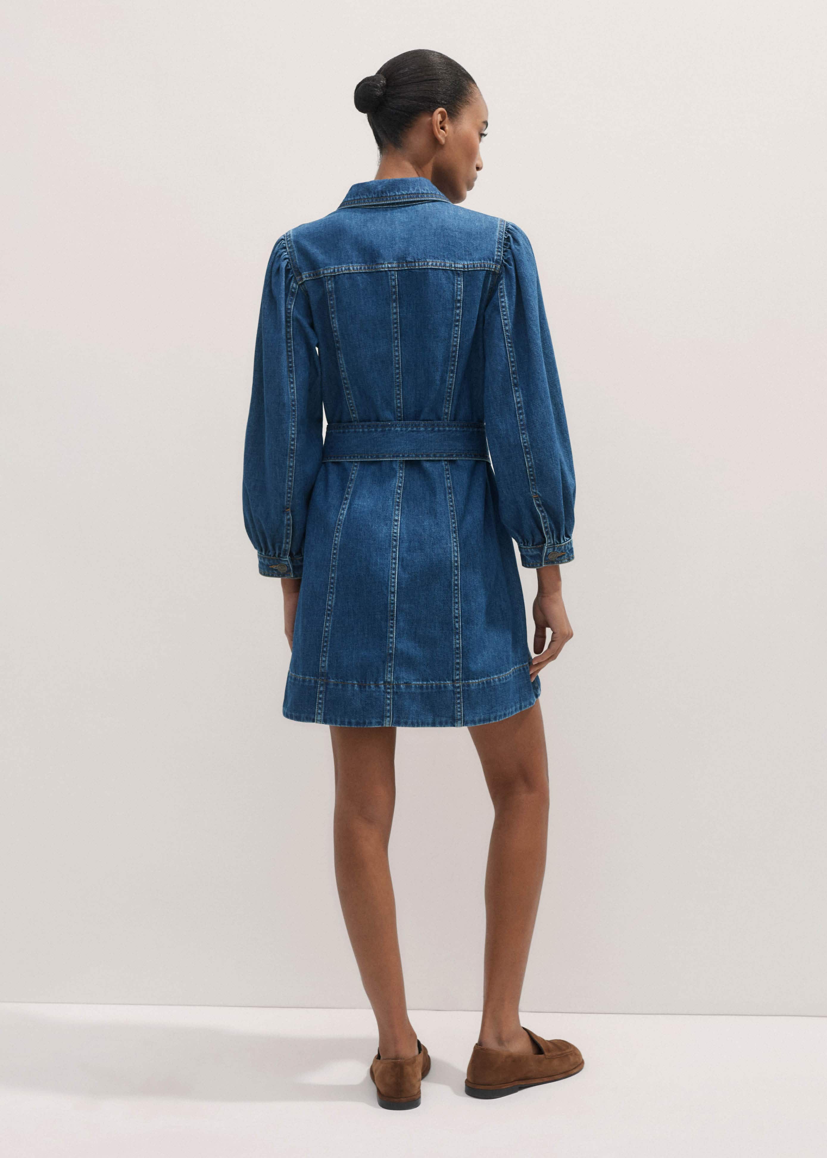 Women's Blue Denim Mini Dress + Belt | ME+EM