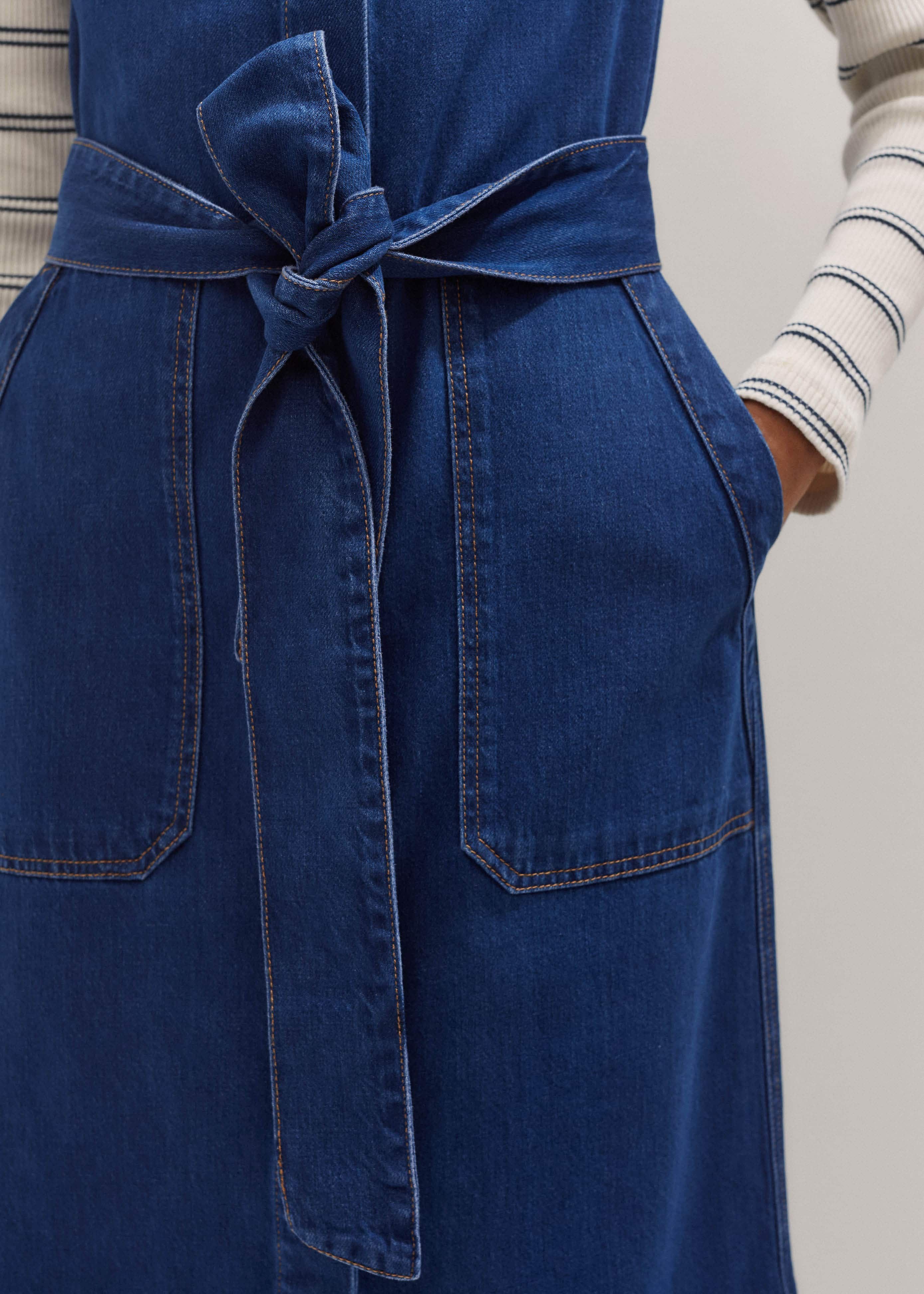 me and em denim dress ME+EM Stripe Denim Mini Dress
