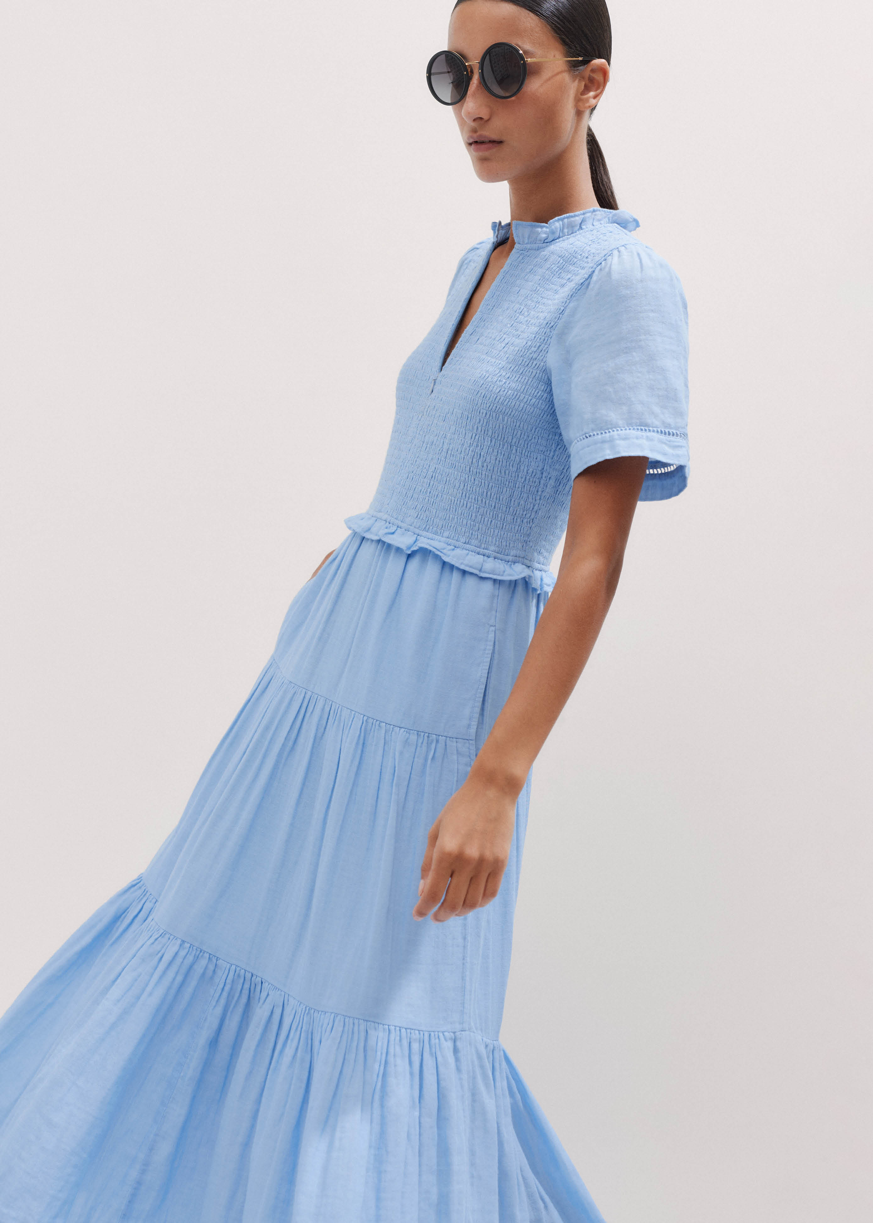 blue cheesecloth dress CHEESECLOTH STRIPE DRESS BLUE – Alexia-Loves main image 1