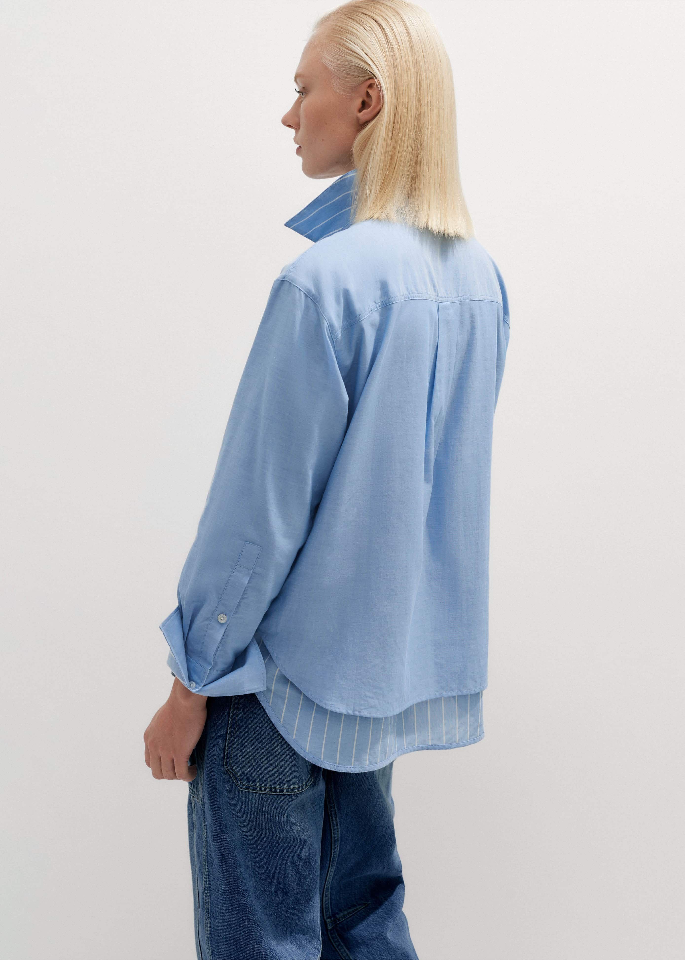 Women's Blue Cotton Voile Reversible Shirt | ME+EM