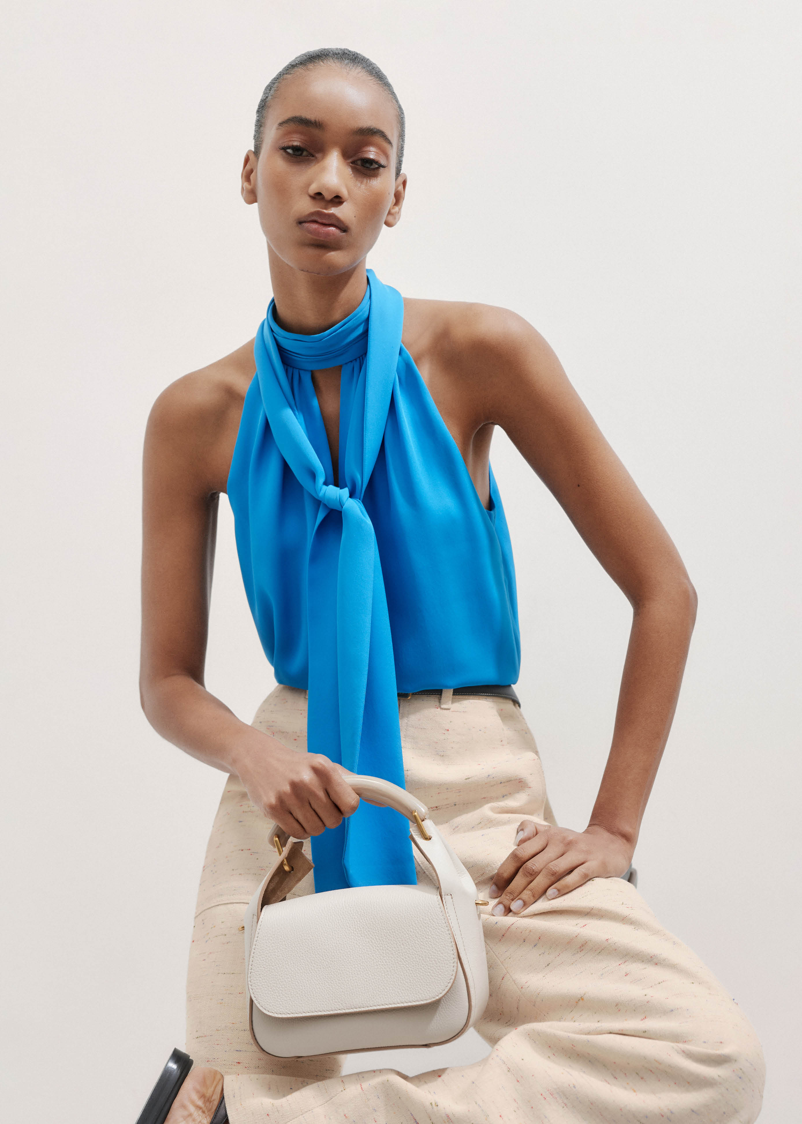 Cotton-Silk Blend Halterneck Top