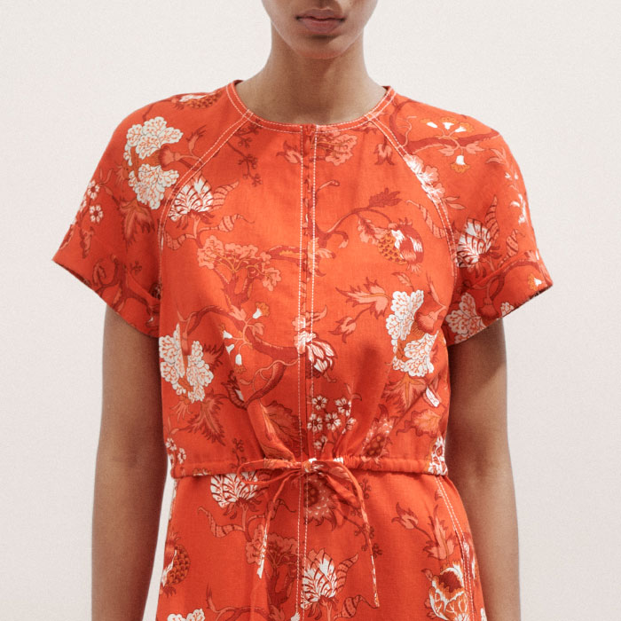 Women's Orange 2-in-1 Linen-Blend Floral Garden Print Maxi Dress | ME+EM