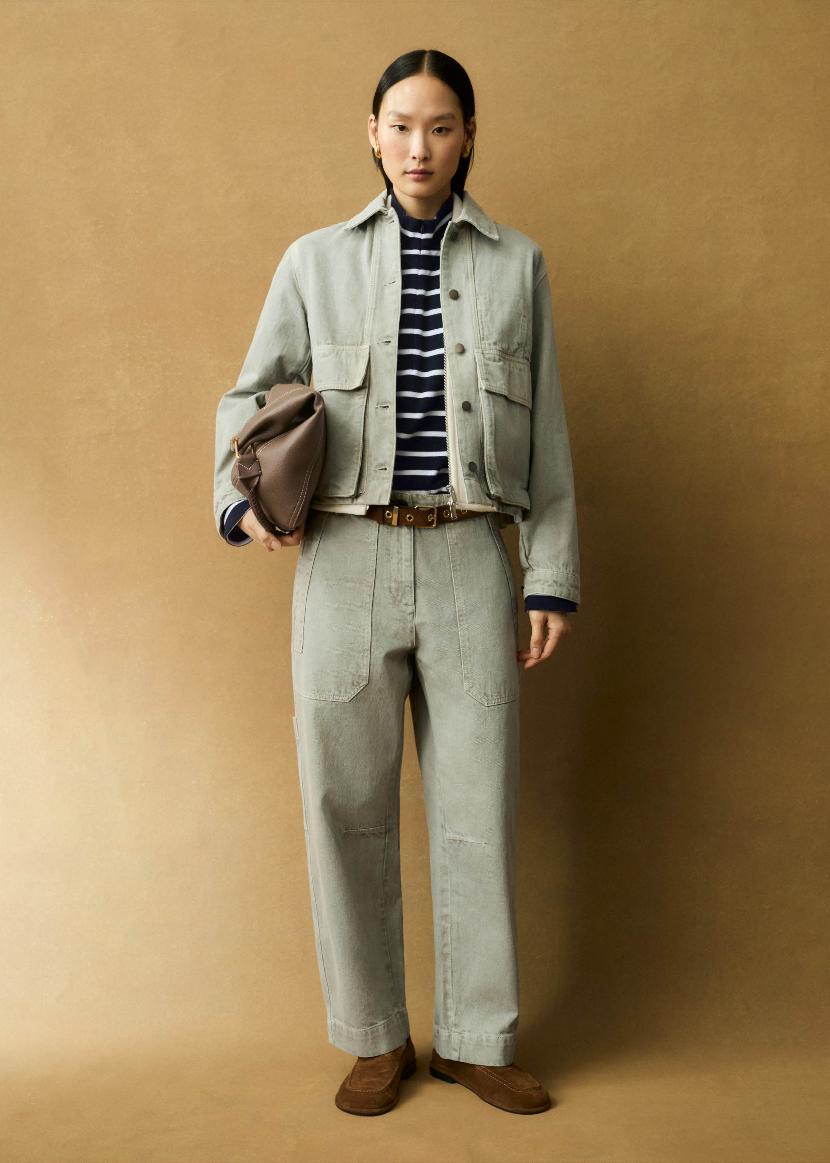 Women's Green Cotton Twill Workwear Jacket + Pant Co-ord | ME+EM Women's Green Cotton Twill Workwear Jacket + Pant Co-ord | ME+EM