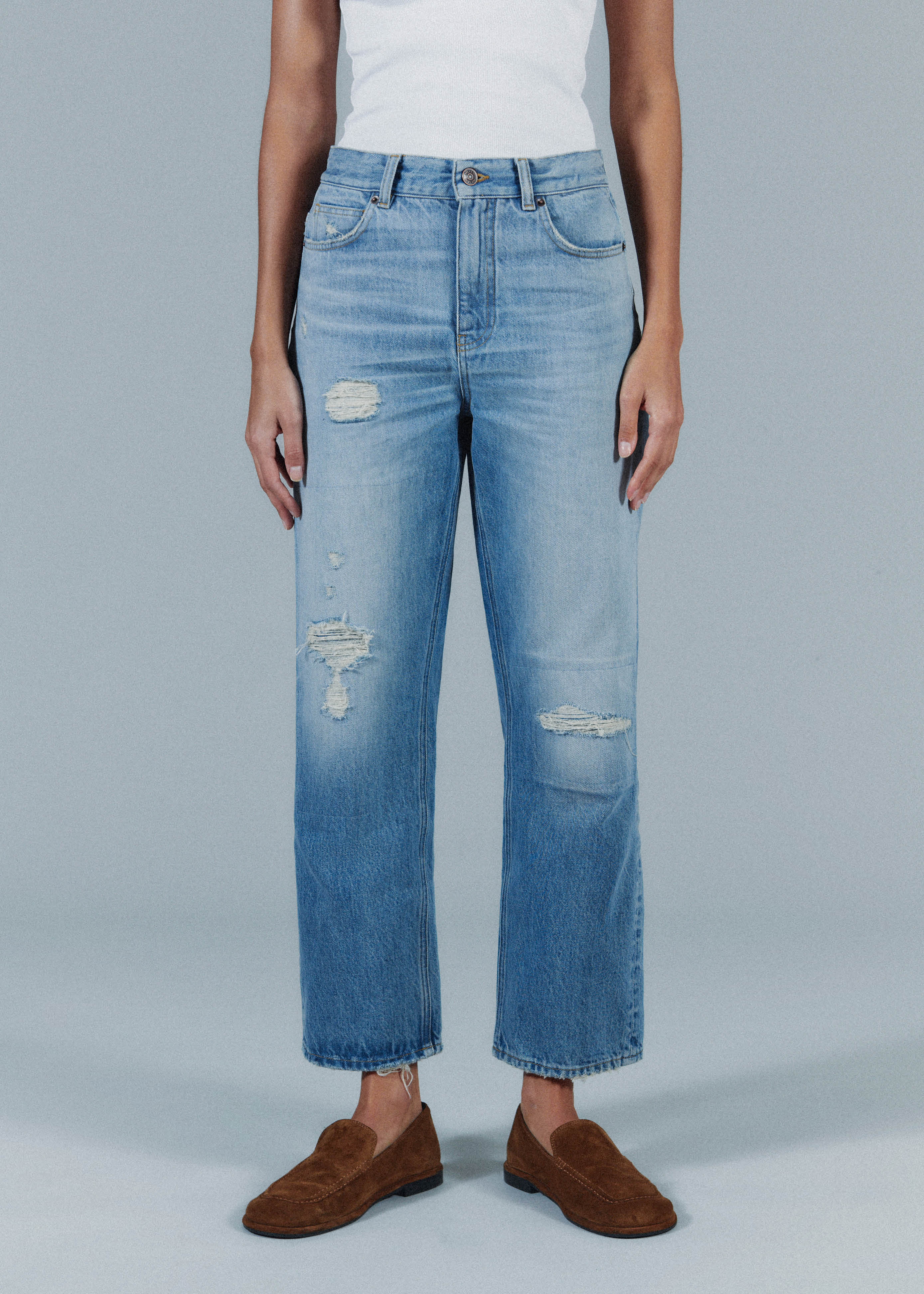 Inner Thigh How To Repair Jean Rips Women's Blue Authentic Relaxed