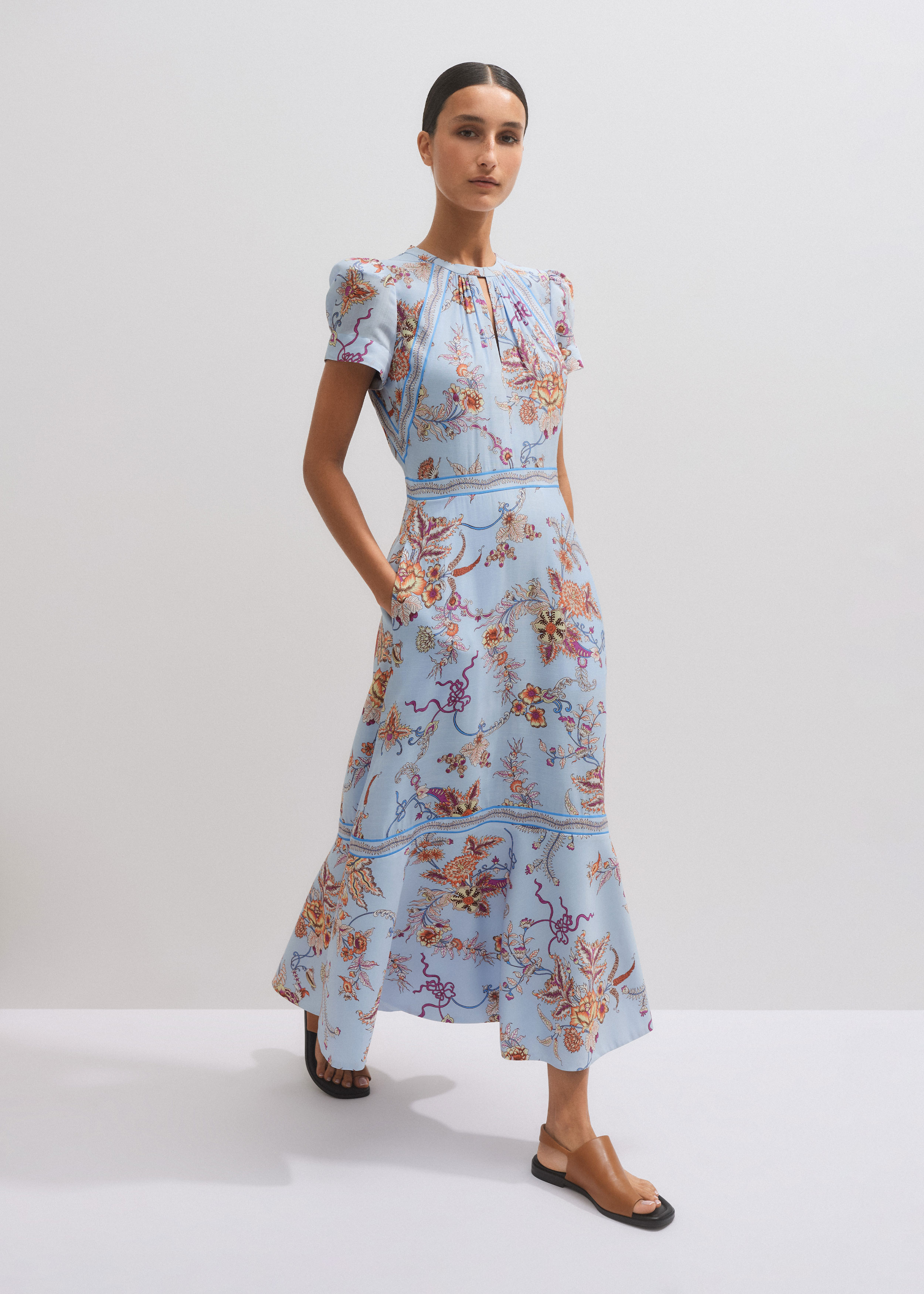 GOLDEN BLOOM LUXE WOVEN SATIN MAXI DRESS