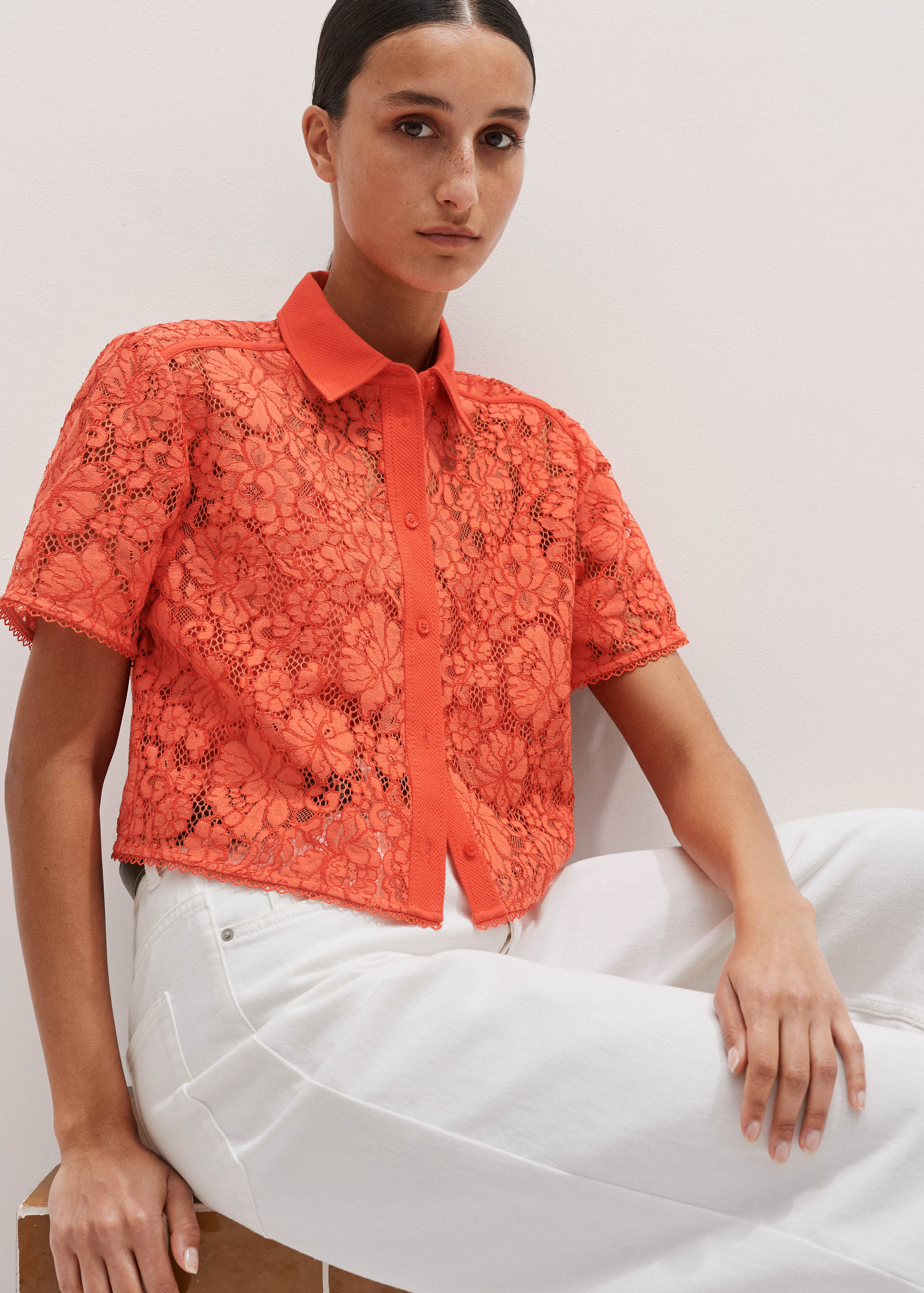 Lace Cropped Shirt + Cami