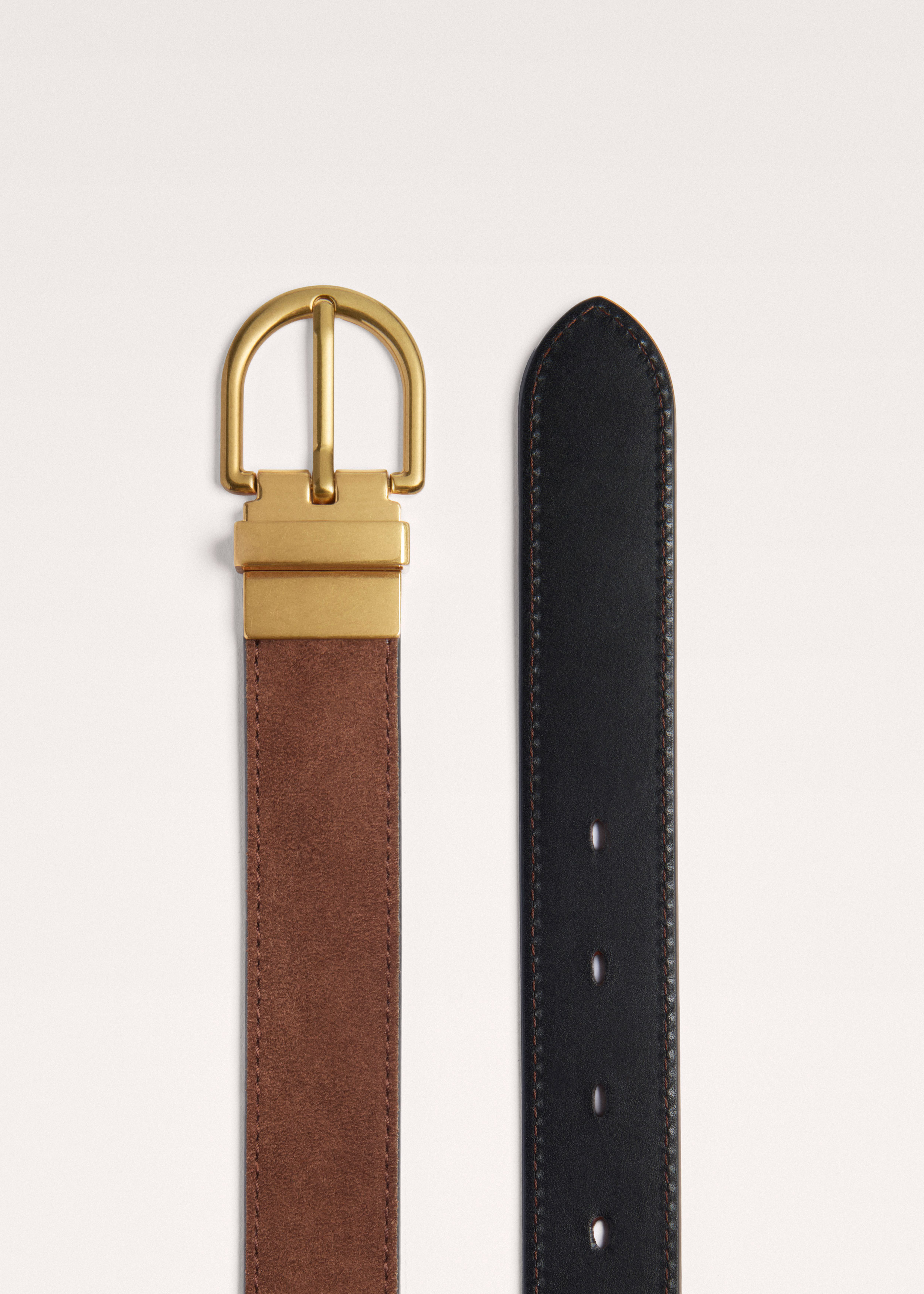 Me+em Round Buckle Reversible Belt Tan/black In Multi