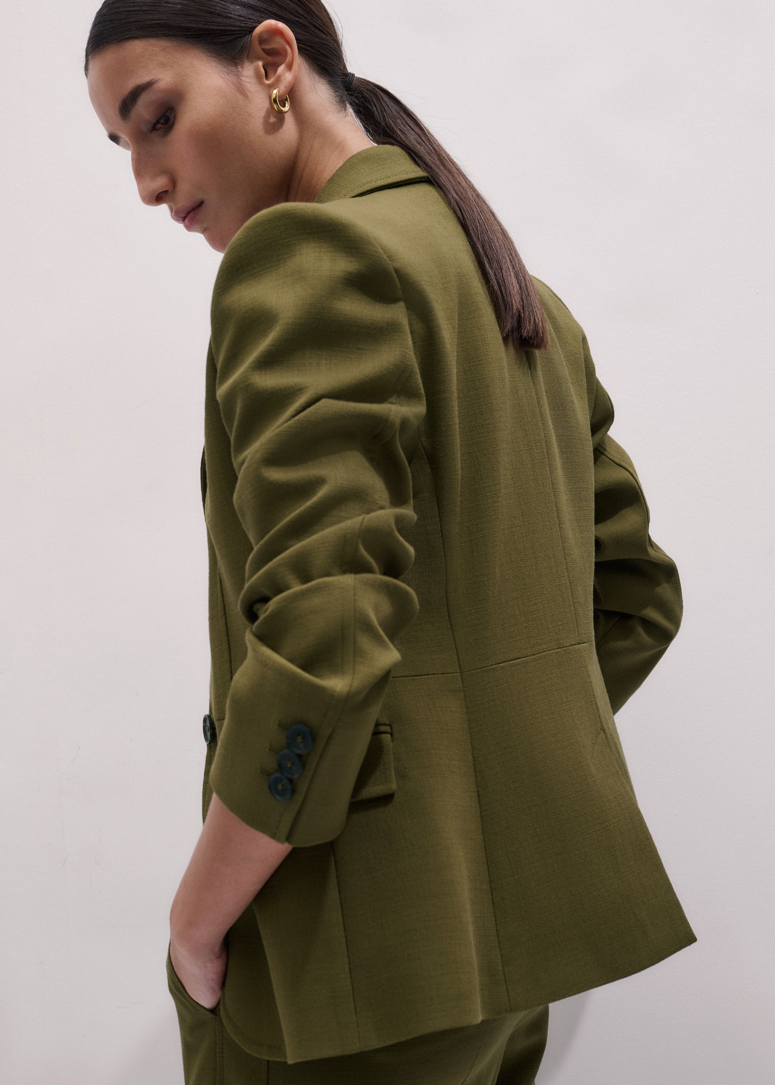 Women's Olive Green Soft Sculpt Jacket | ME+EM