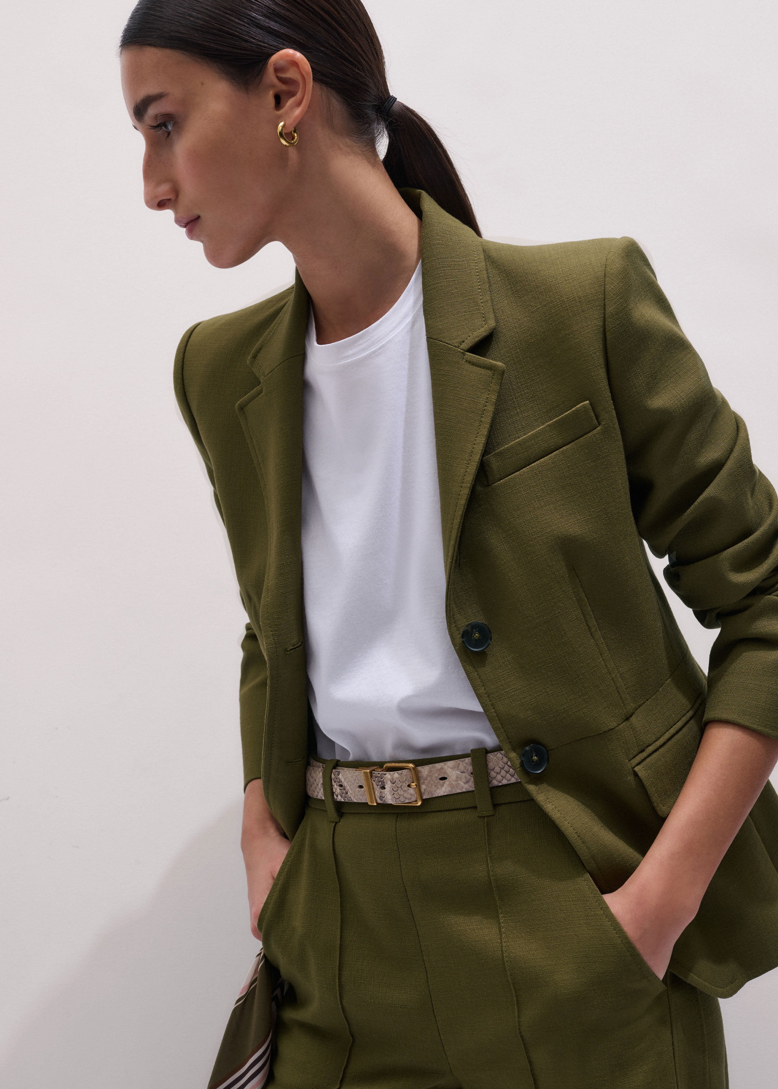 Women's Olive Green Soft Sculpt Jacket | ME+EM