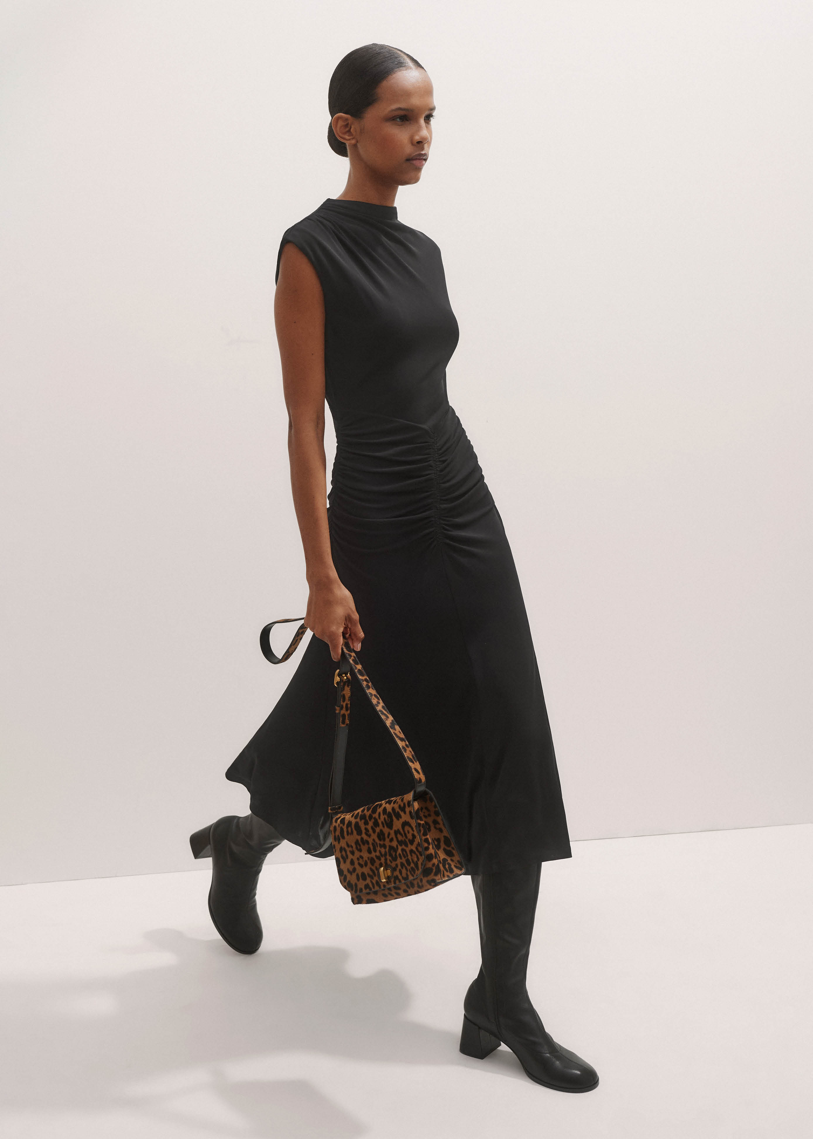 High Neck Midi Dress