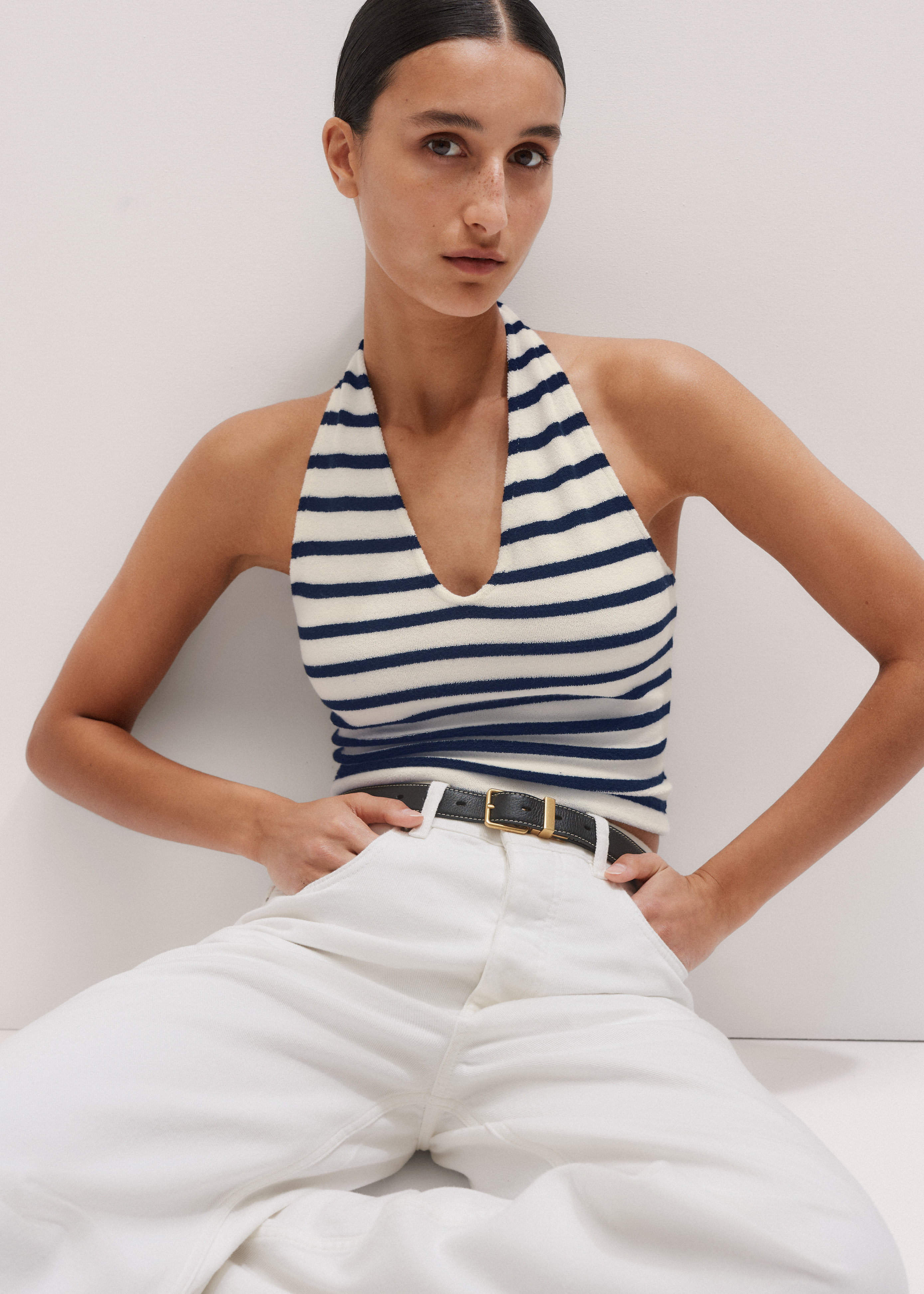 Towelling Halterneck Crop Top