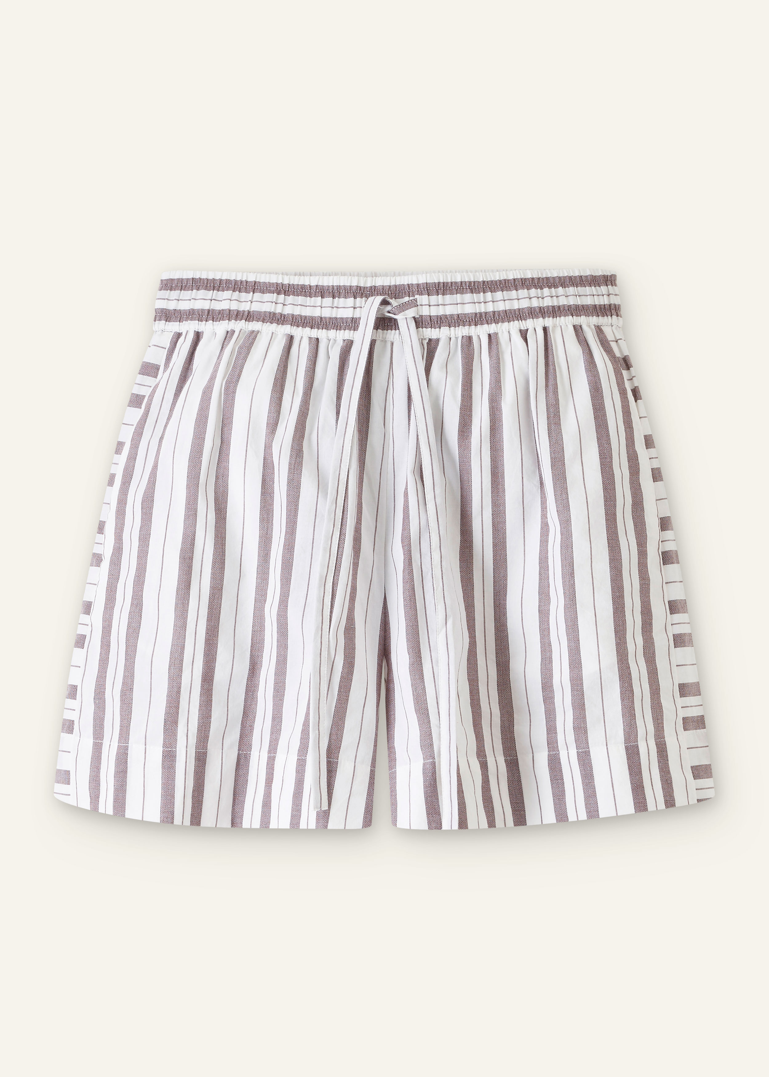Women's White Summer Stripe Drawstring Beach Short | ME+EM