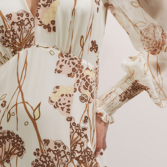 chinese dress ladies Lillie Cream Floral Maxi – Rent with Iz
