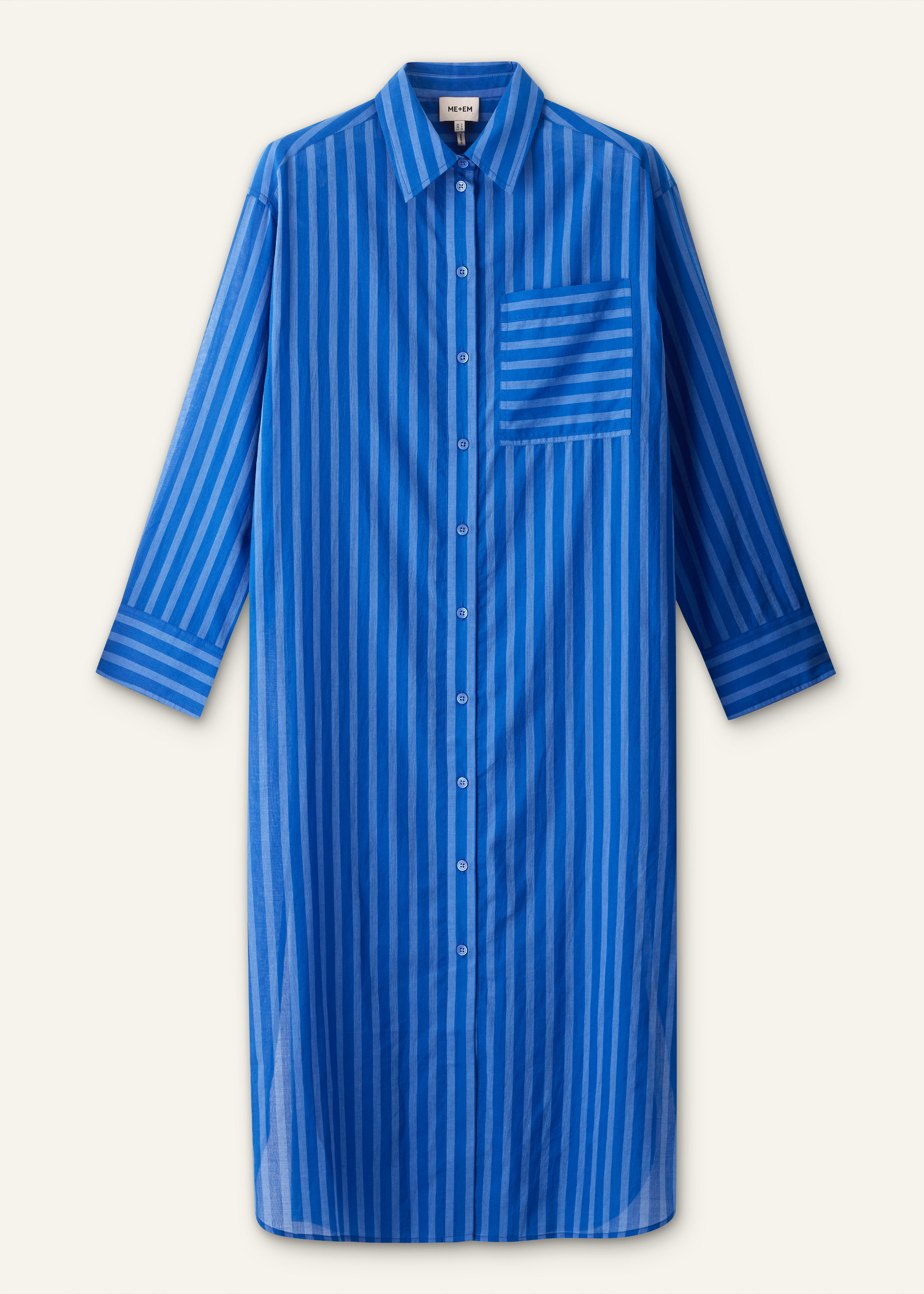 me and em shirt dress Me+Em Seersucker Stripe Maxi Shirt Dress With Belt In Blue/White - 30% Off