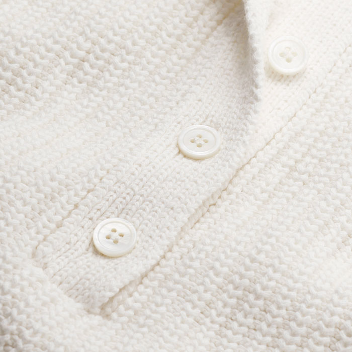 Women's White Collared Button-Front Sweater | ME+EM
